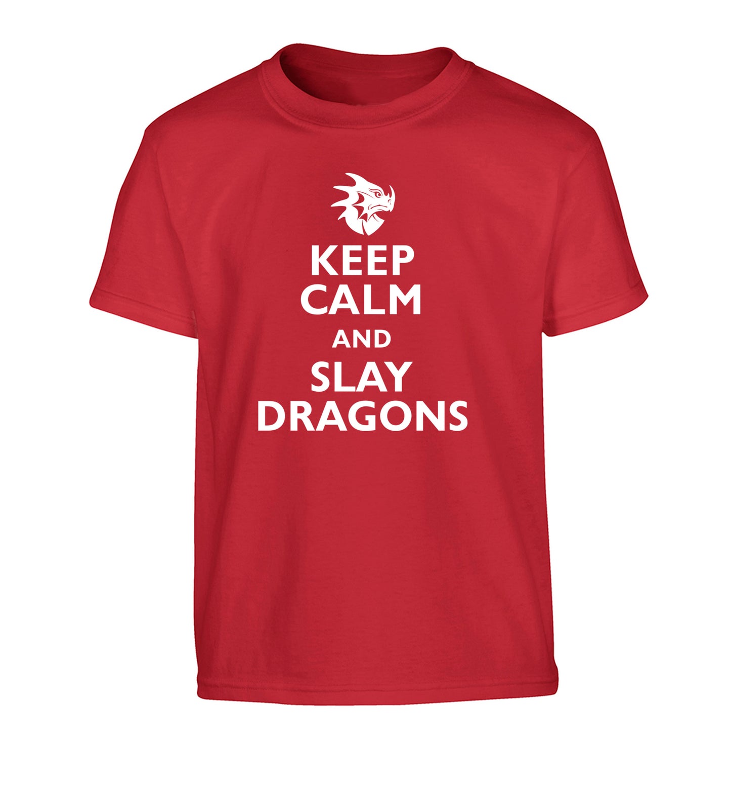 Keep calm and slay dragons Children's red Tshirt 12-14 Years