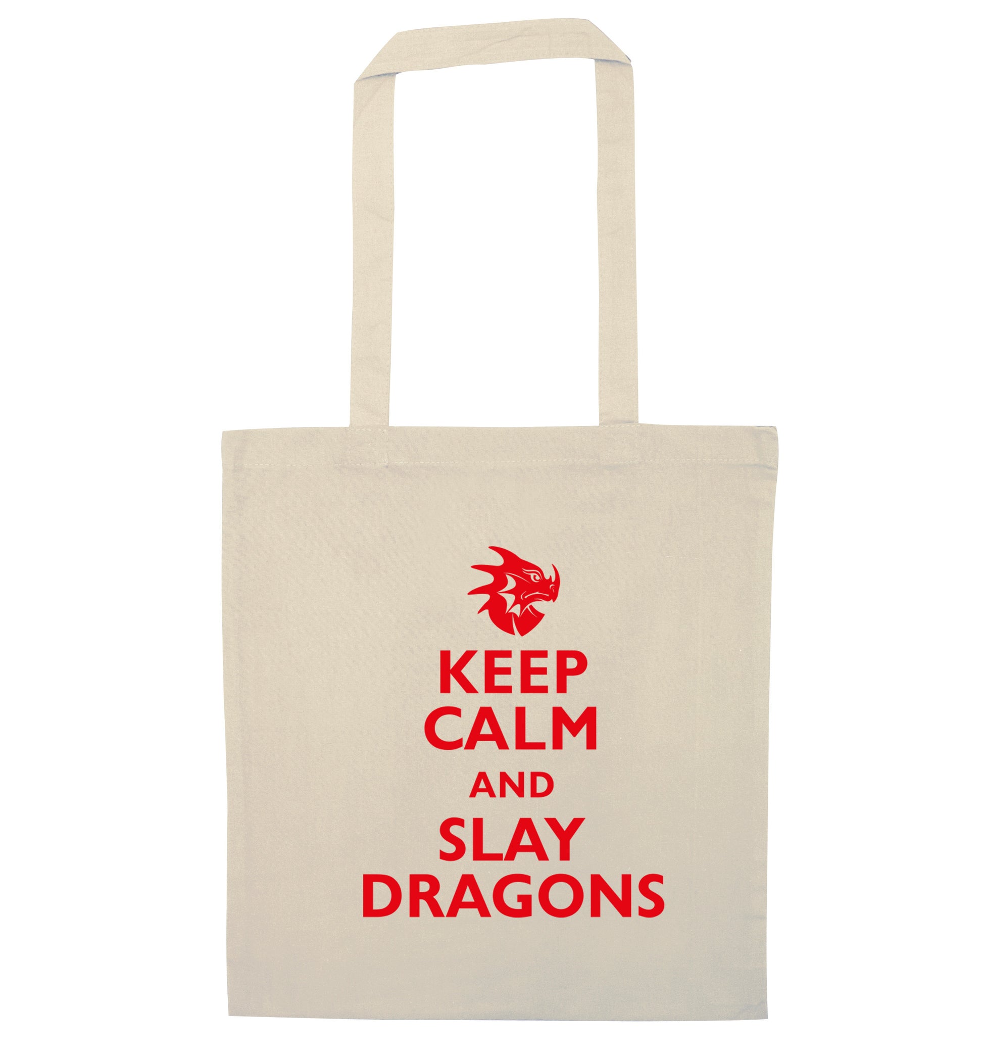 Keep calm and slay dragons natural tote bag