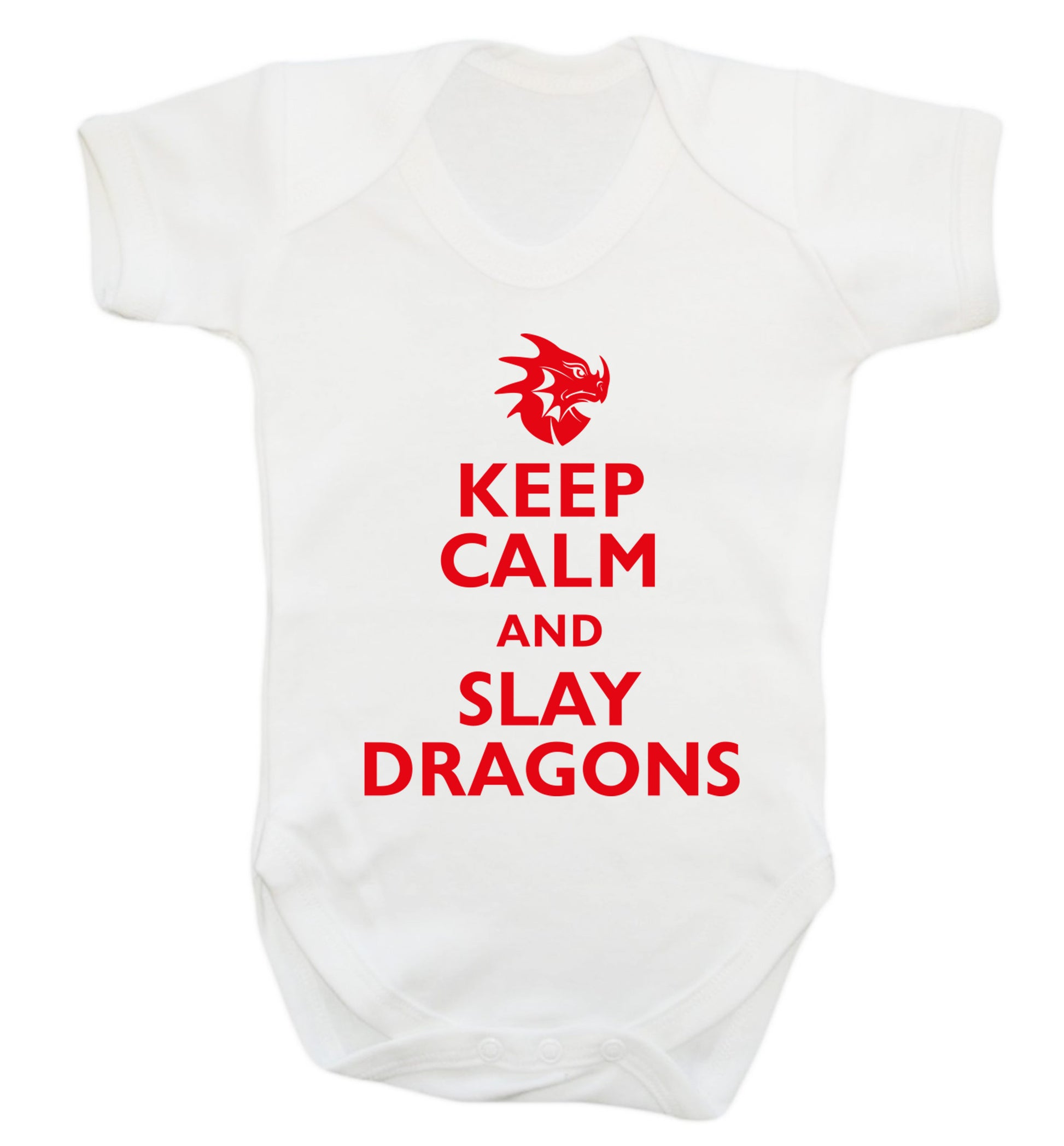 Keep calm and slay dragons Baby Vest white 18-24 months