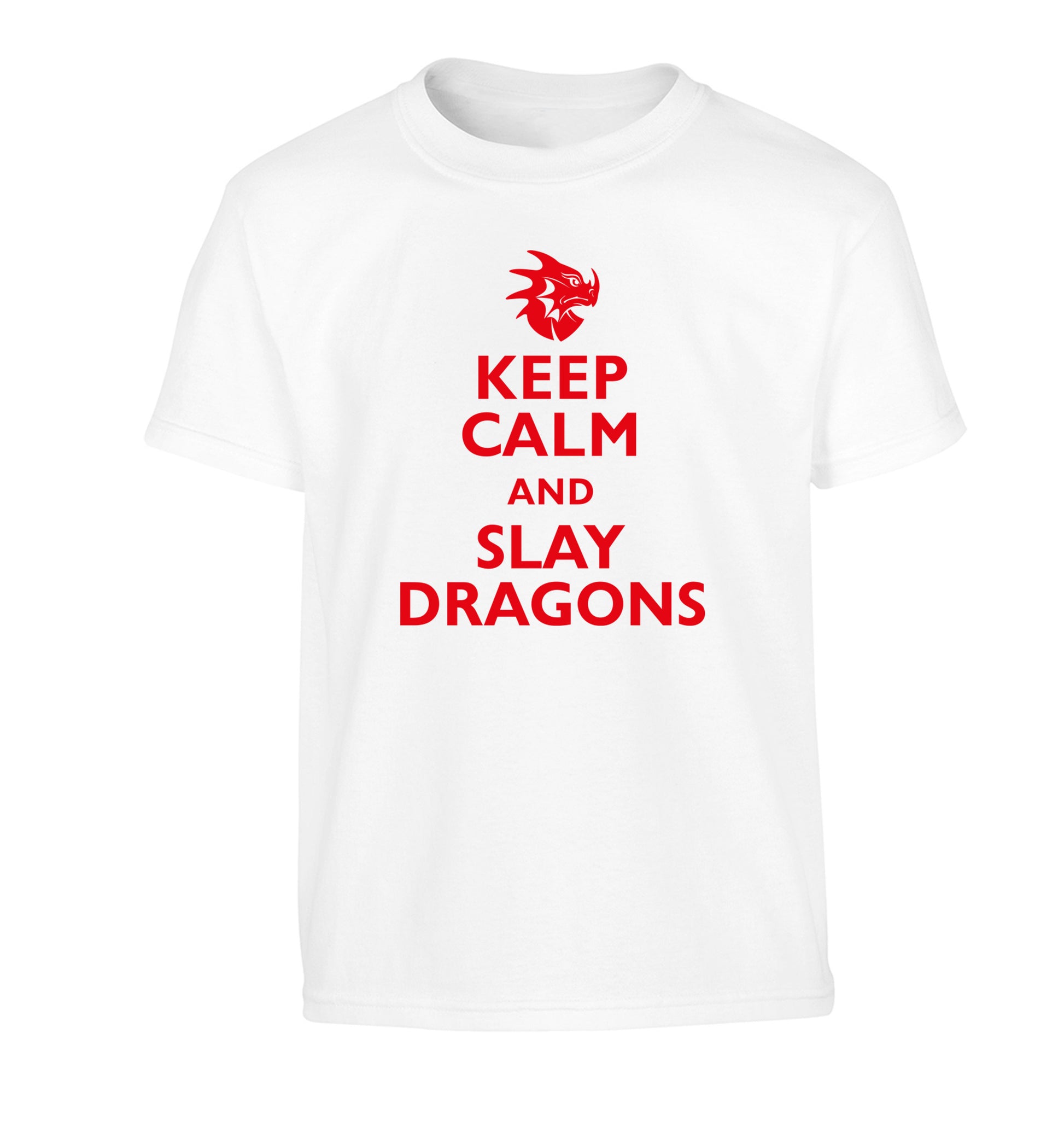 Keep calm and slay dragons Children's white Tshirt 12-14 Years