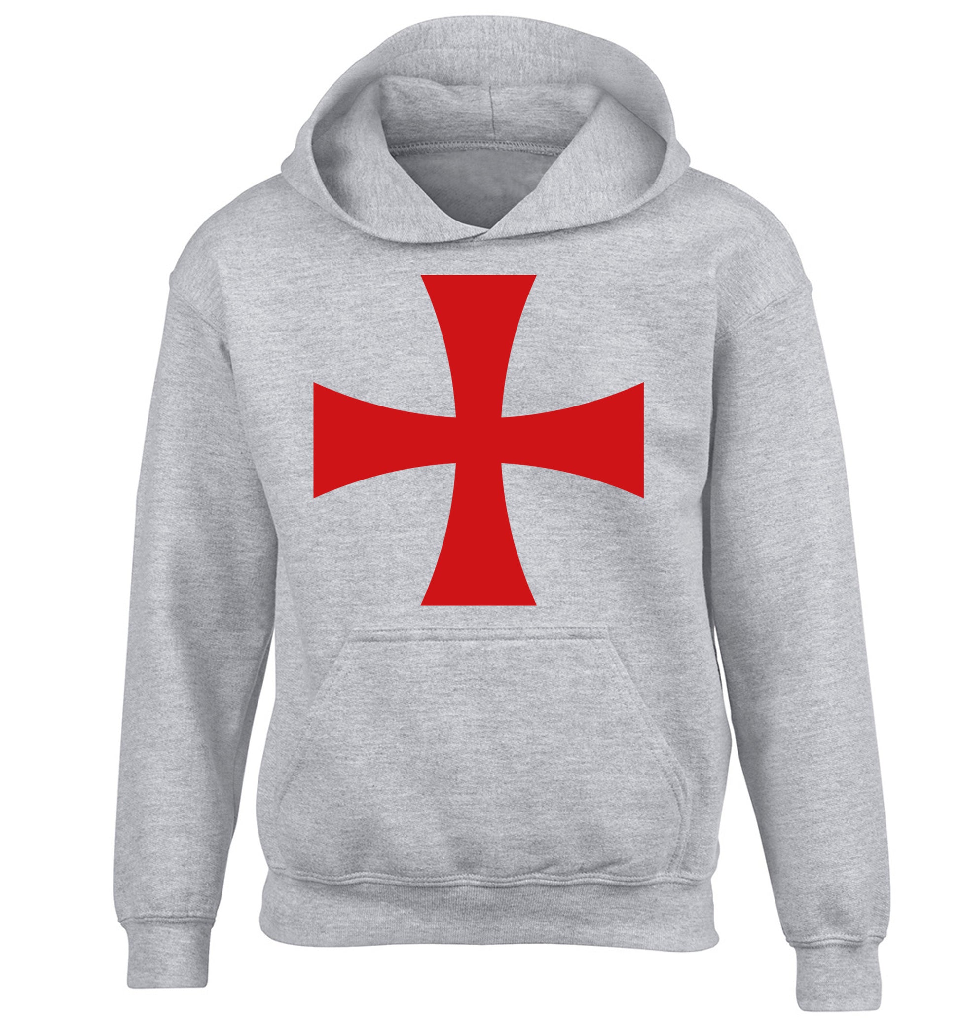Knights Templar cross children's grey hoodie 12-14 Years