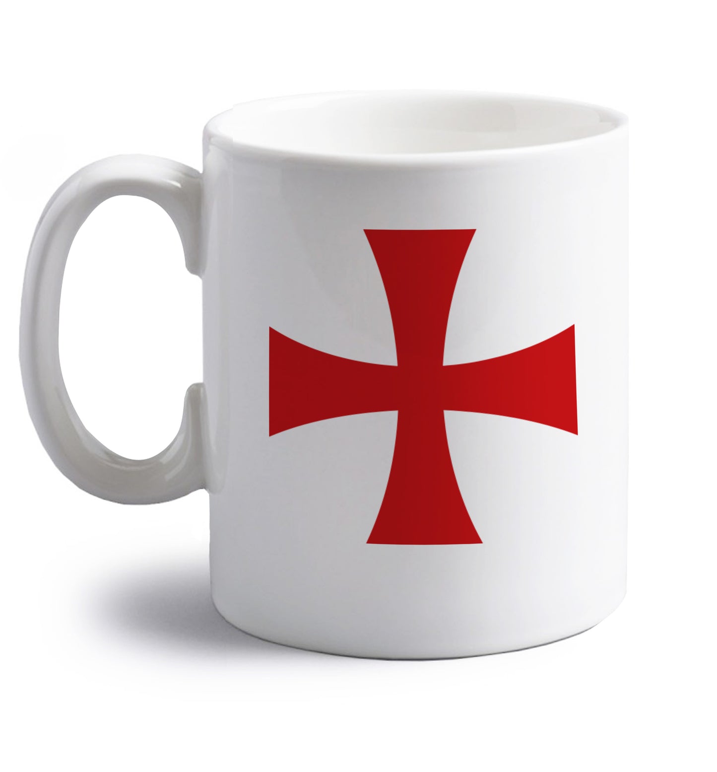 Knights Templar cross right handed white ceramic mug 