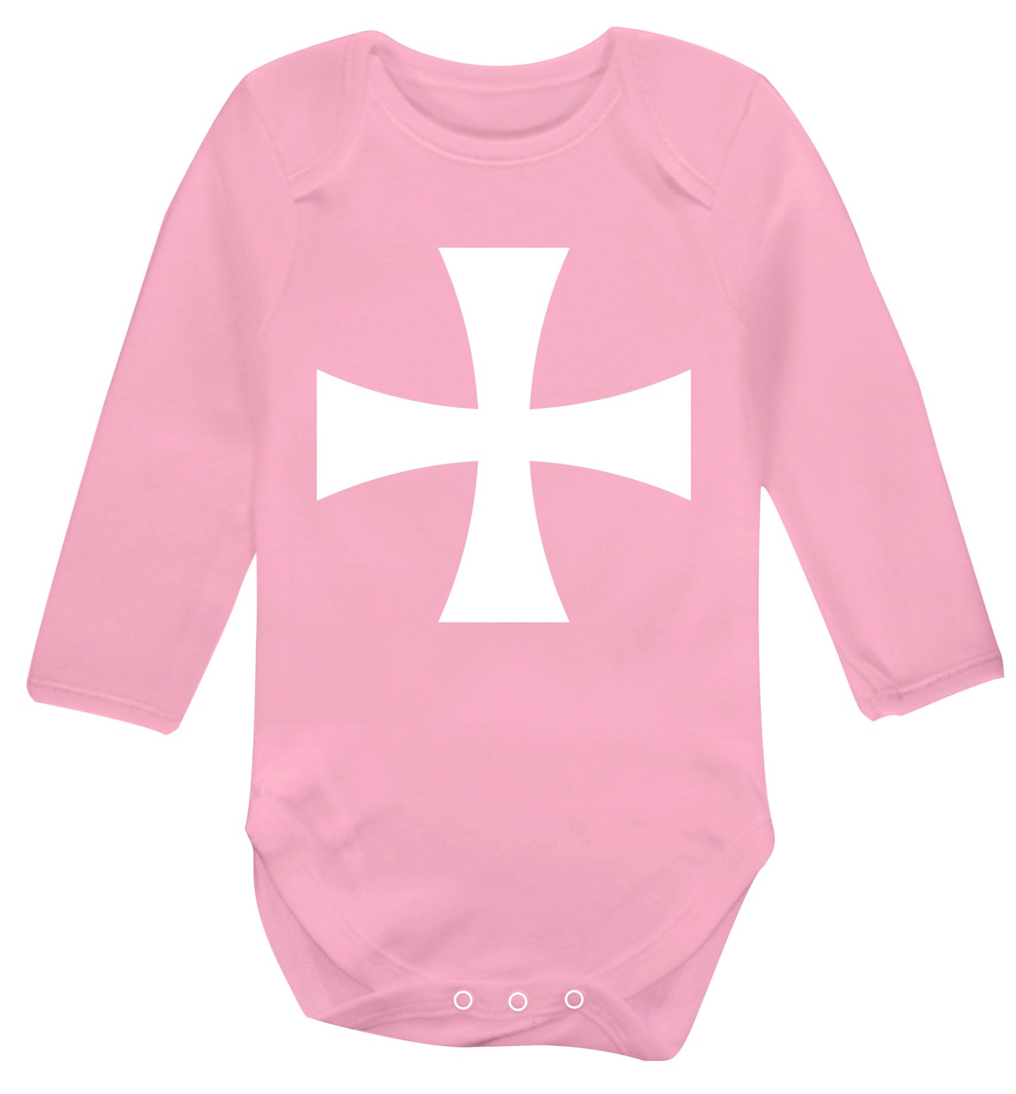 Knights Templar cross Baby Vest long sleeved pale pink 6-12 months