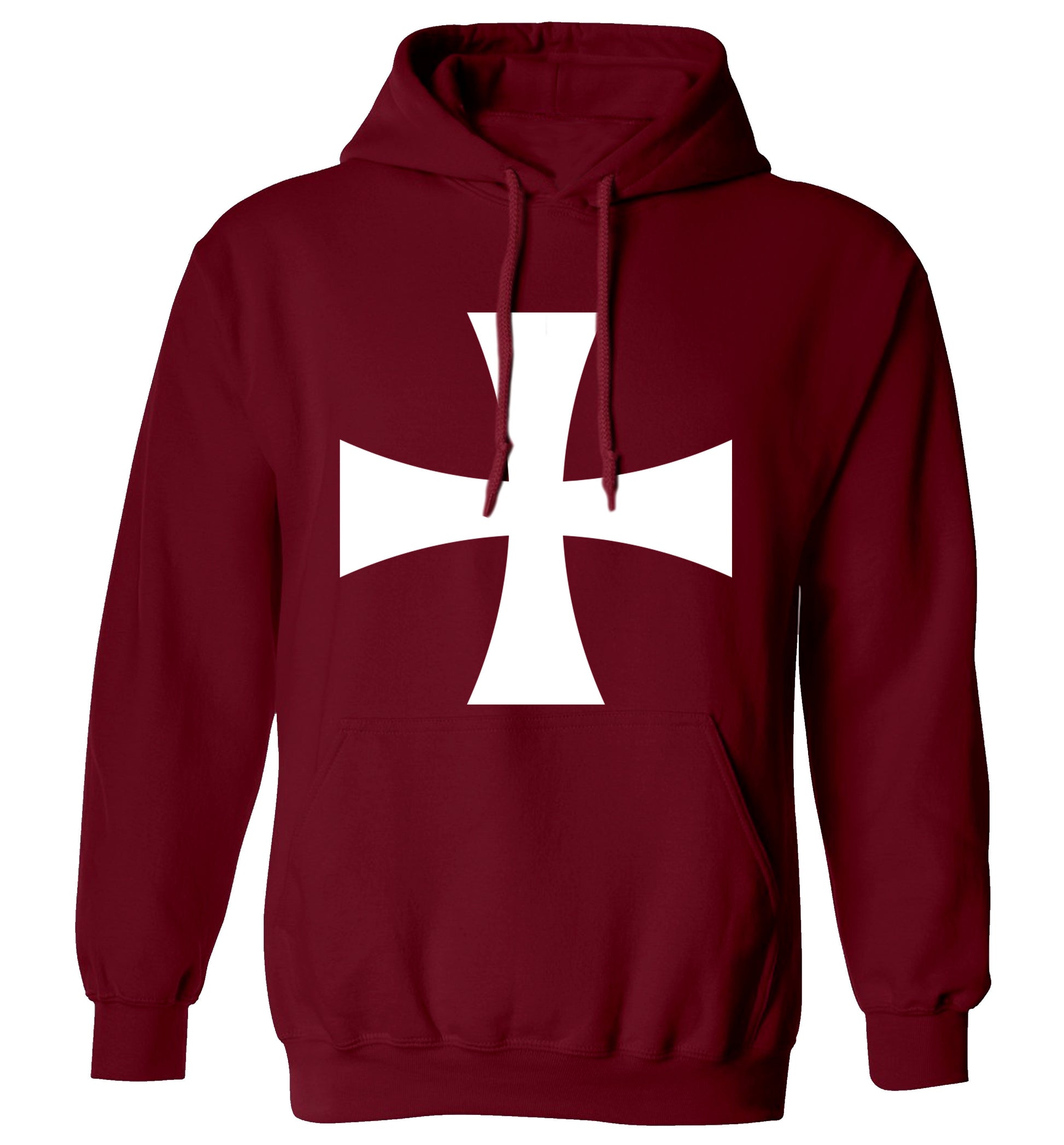 Knights Templar cross adults unisex maroon hoodie 2XL