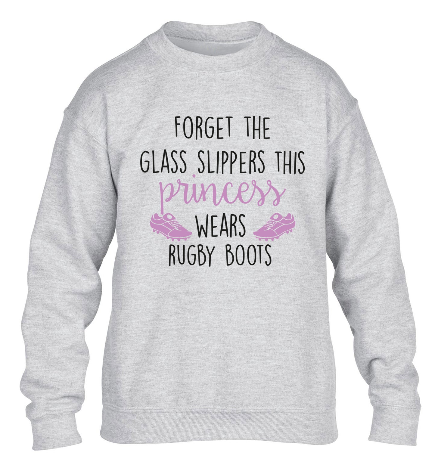 Forget the glass slippers this princess wears rugby boots children's grey sweater 12-14 Years