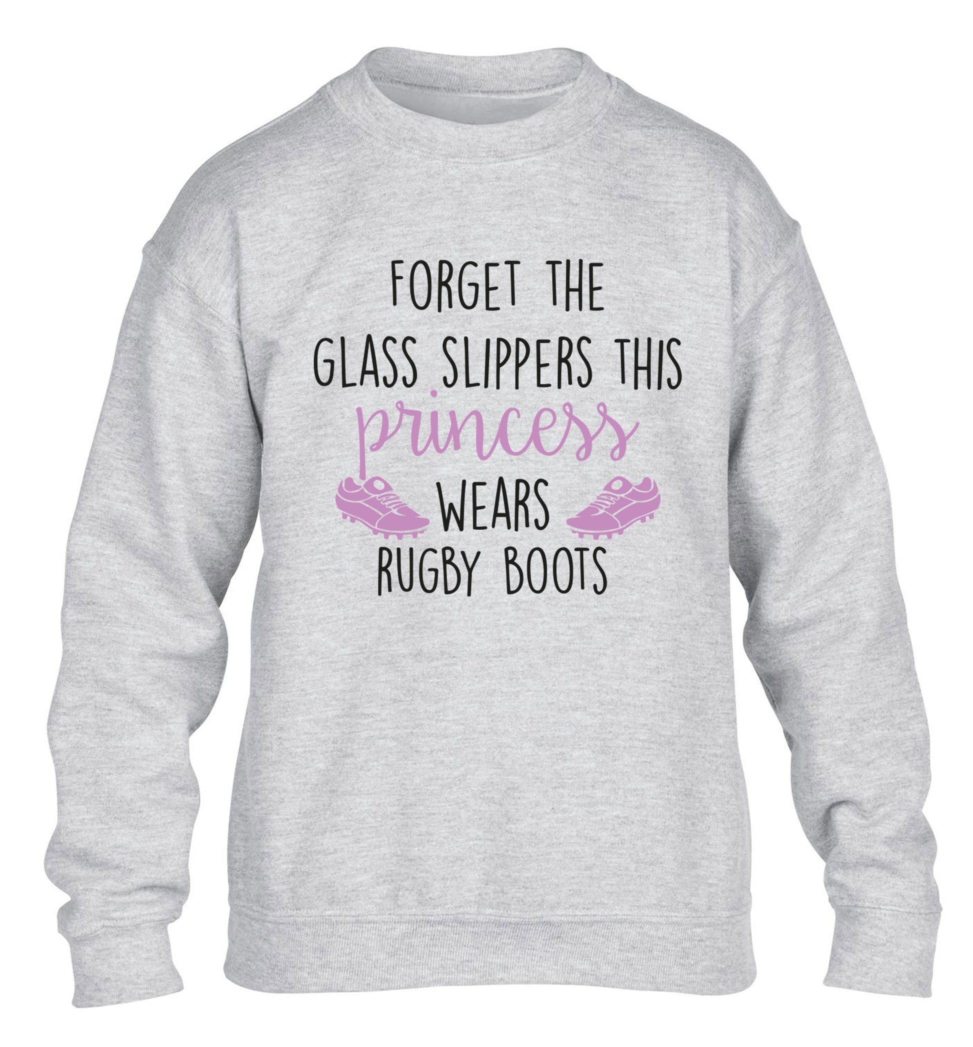 Forget the glass slippers this princess wears rugby boots children's grey sweater 12-14 Years