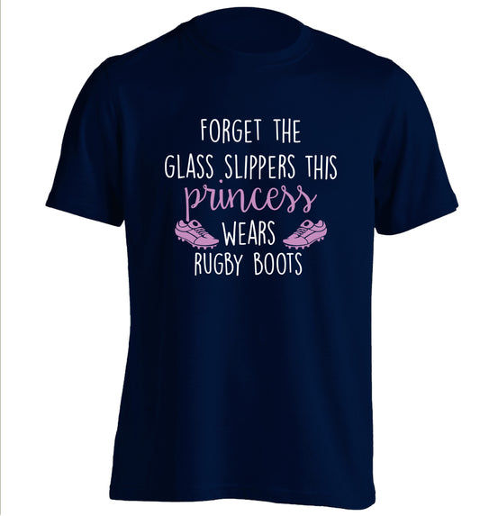 Forget the glass slippers this princess wears rugby boots adults unisex navy Tshirt 2XL