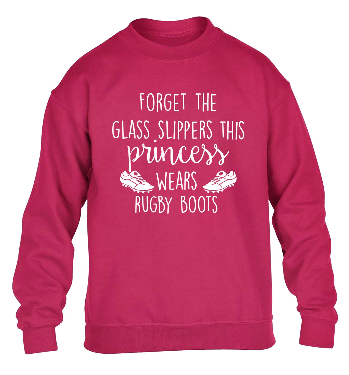 Forget the glass slippers this princess wears rugby boots children's pink sweater 12-14 Years