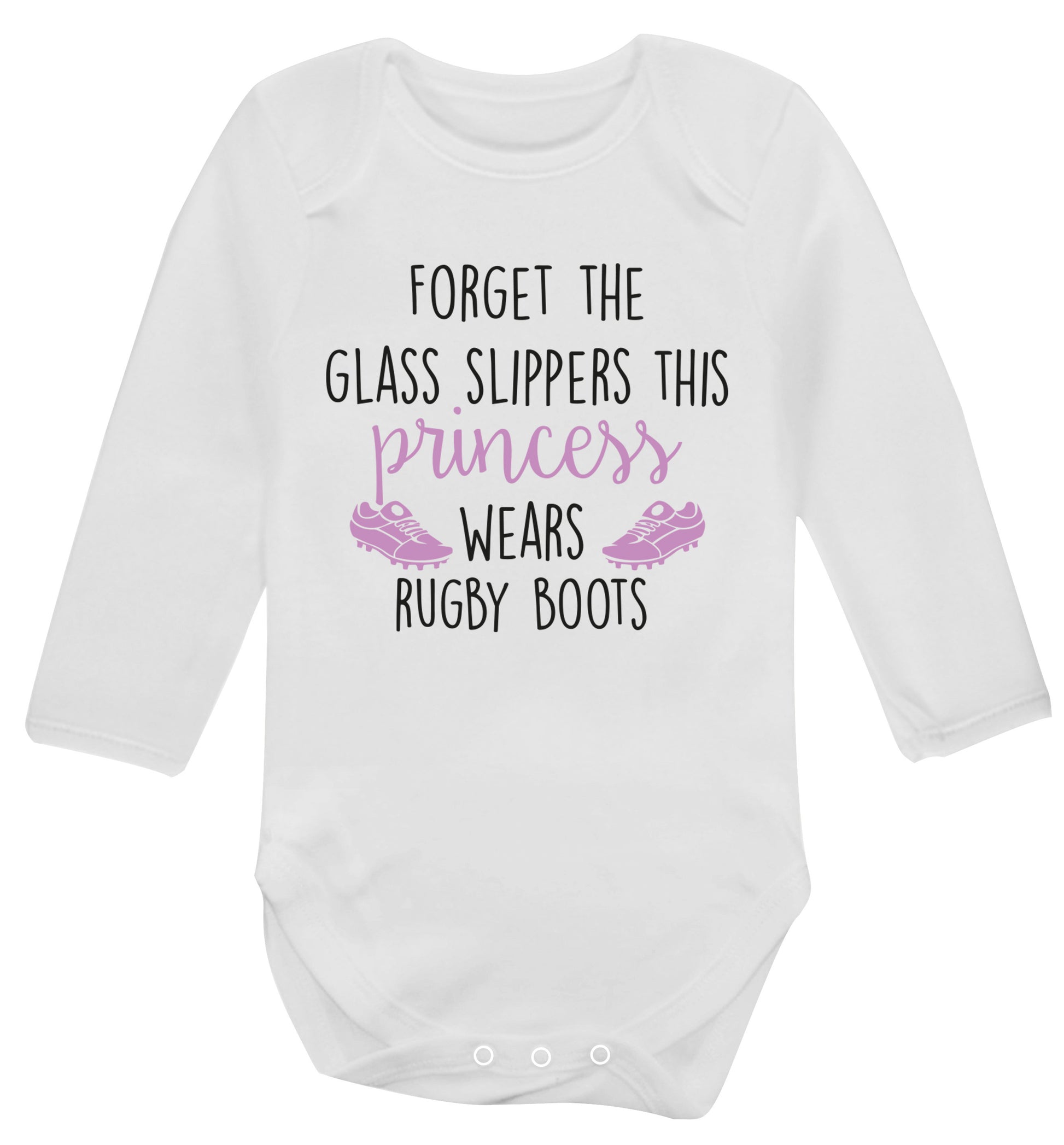 Forget the glass slippers this princess wears rugby boots Baby Vest long sleeved white 6-12 months