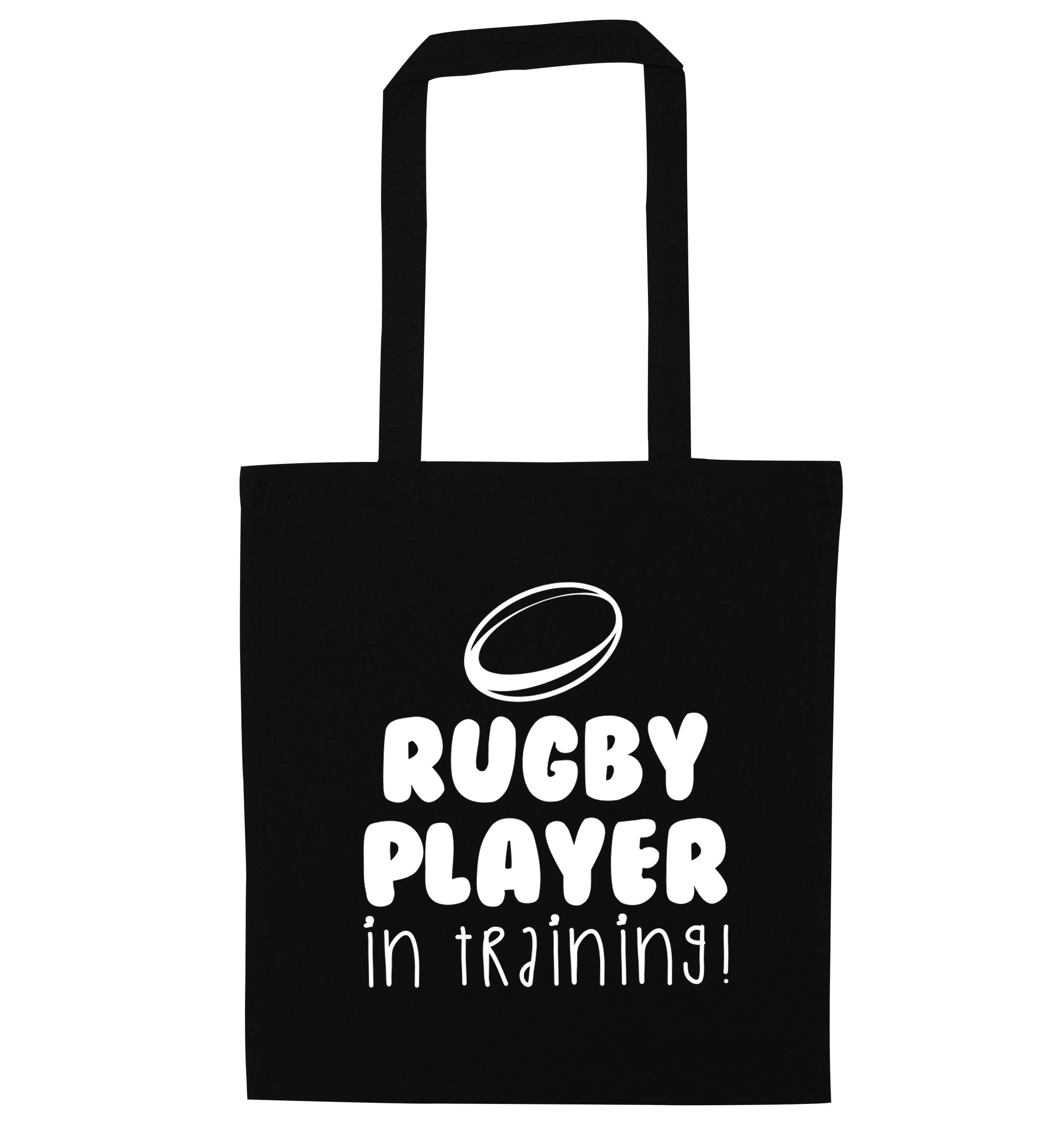 Rugby player in training black tote bag