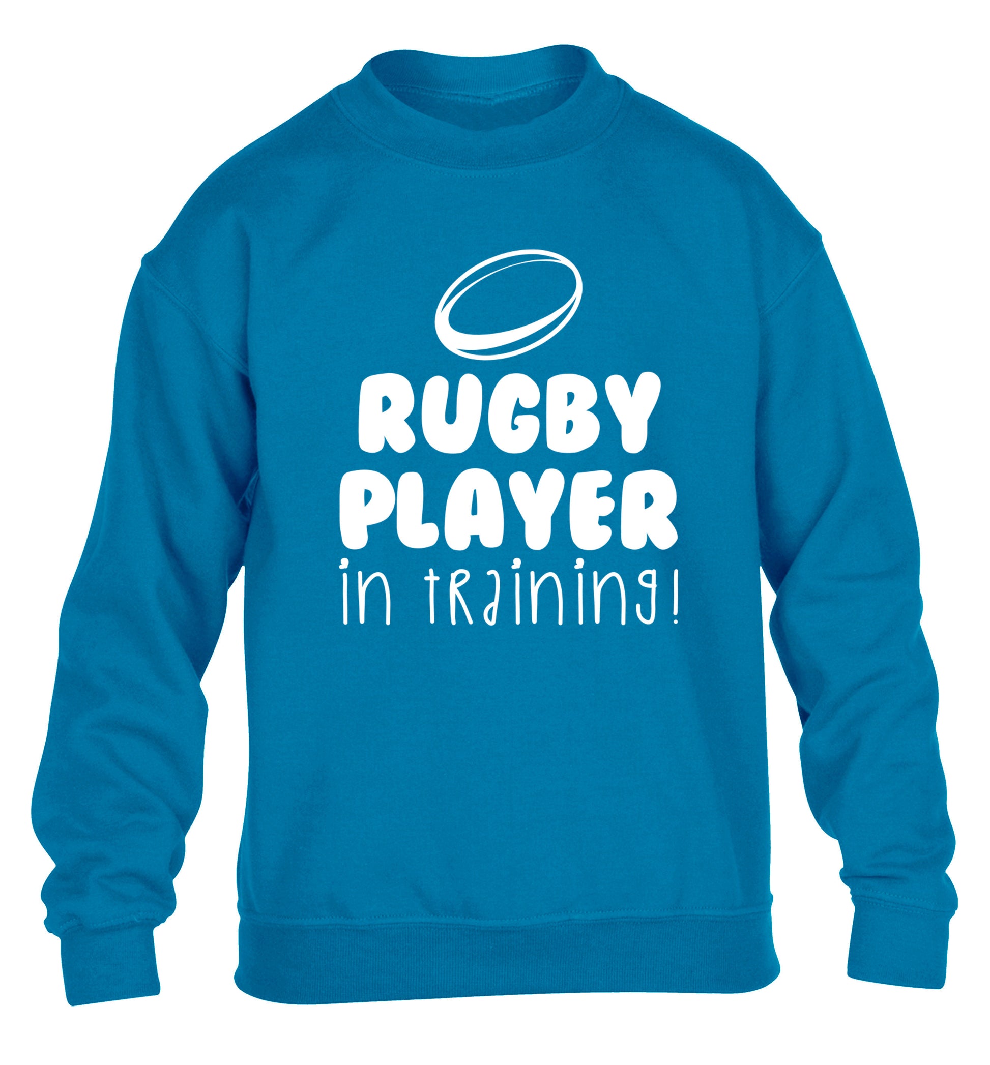 Rugby player in training children's blue sweater 12-14 Years