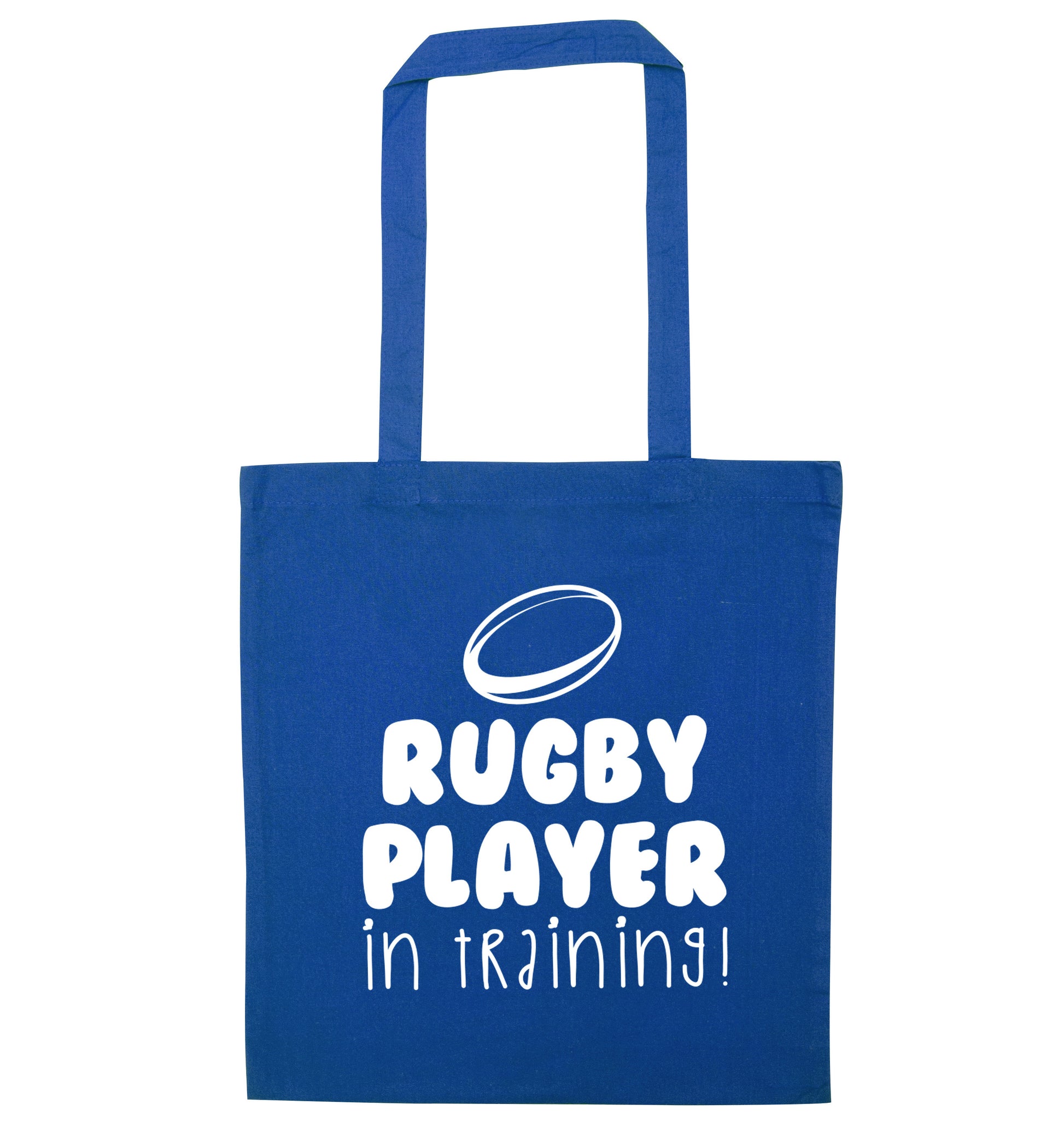 Rugby player in training blue tote bag