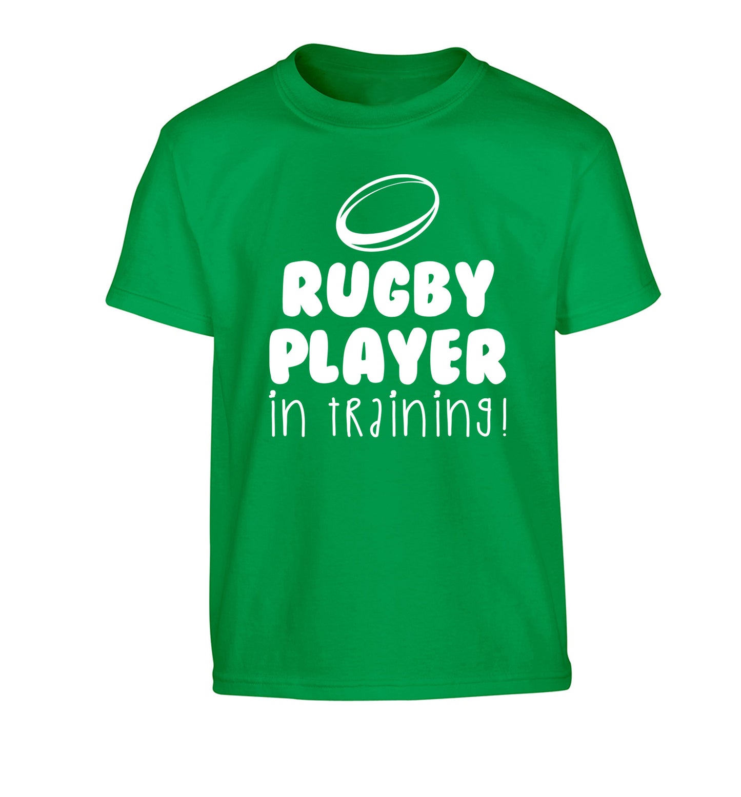 Rugby player in training Children's green Tshirt 12-14 Years