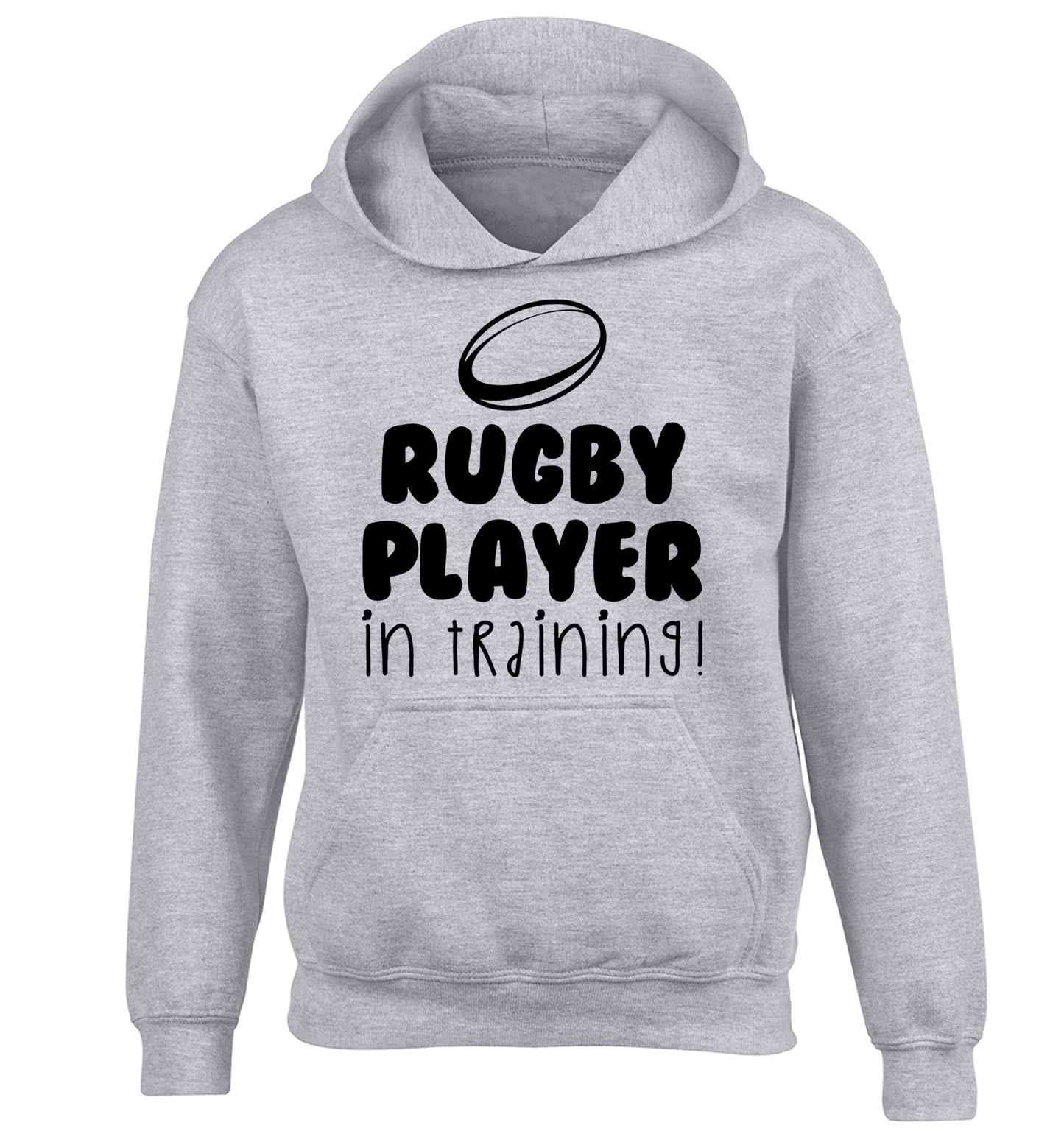 Rugby player in training children's grey hoodie 12-14 Years