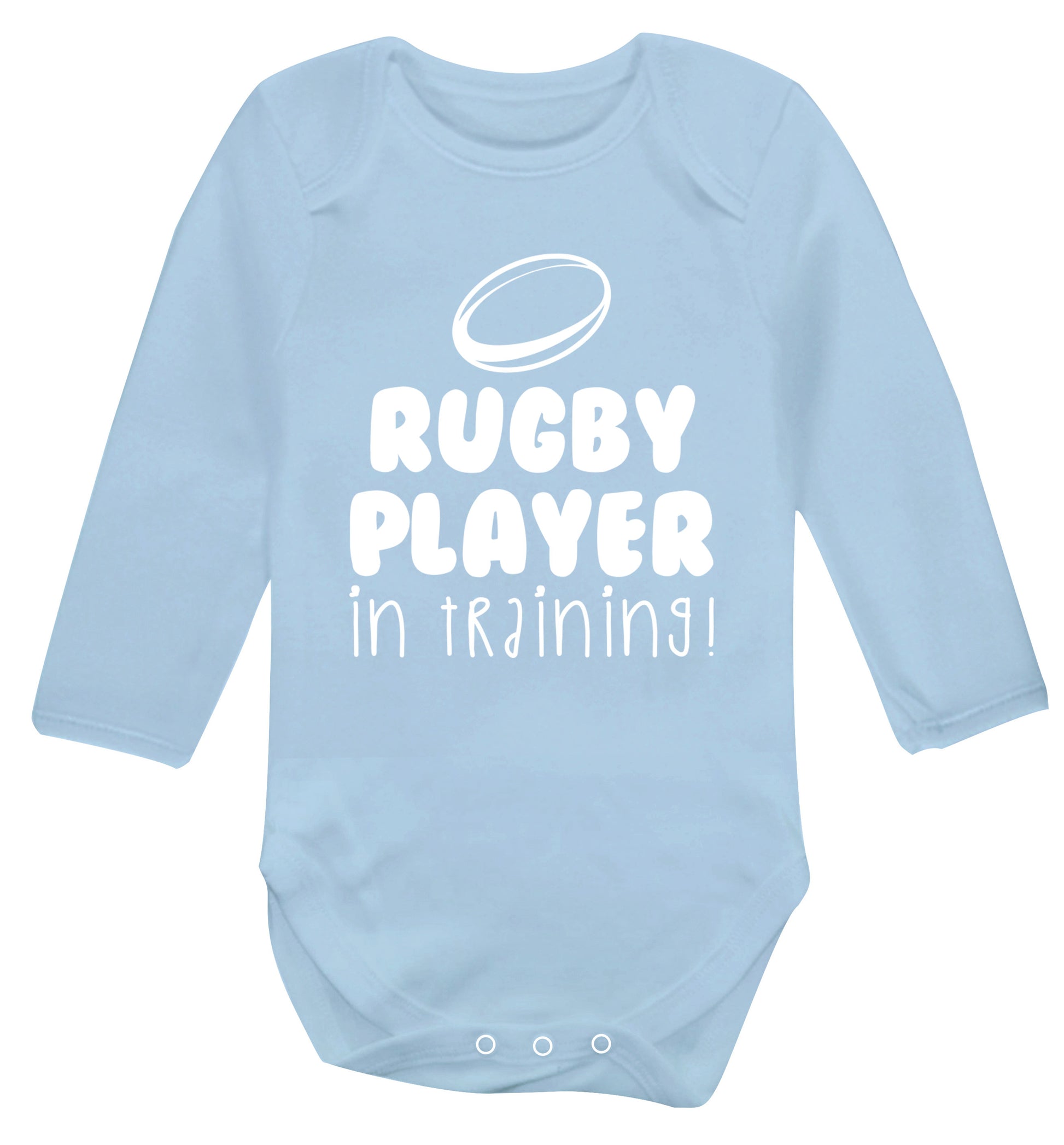 Rugby player in training Baby Vest long sleeved pale blue 6-12 months