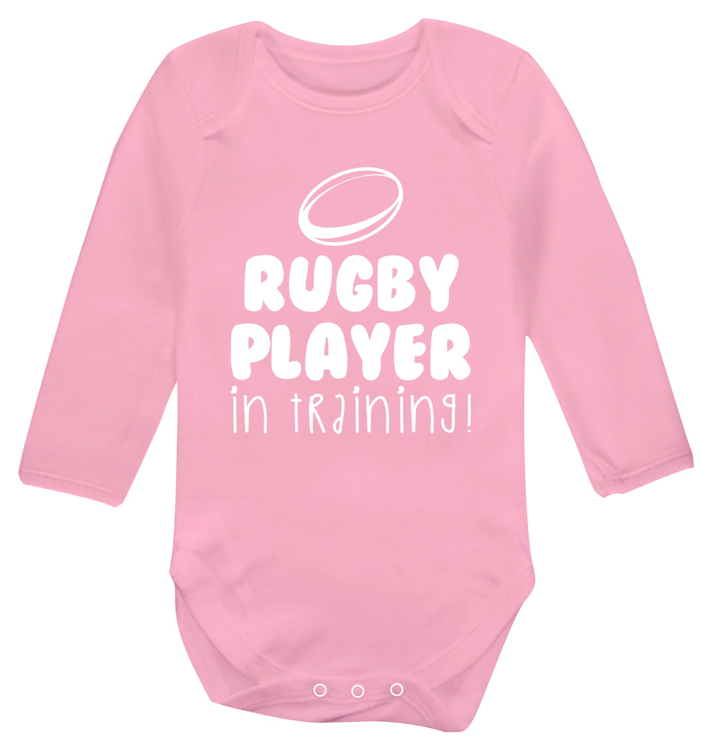 Rugby player in training Baby Vest long sleeved pale pink 6-12 months