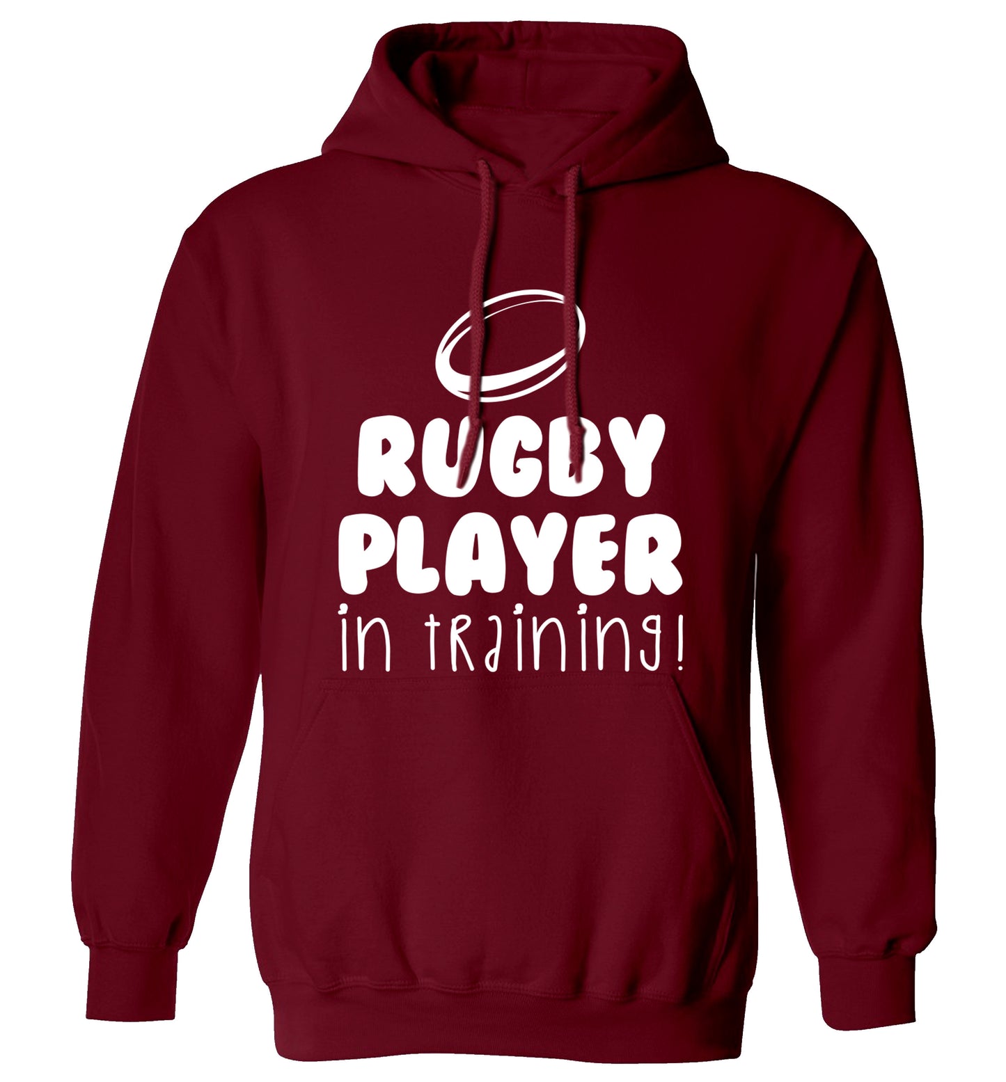 Rugby player in training adults unisex maroon hoodie 2XL
