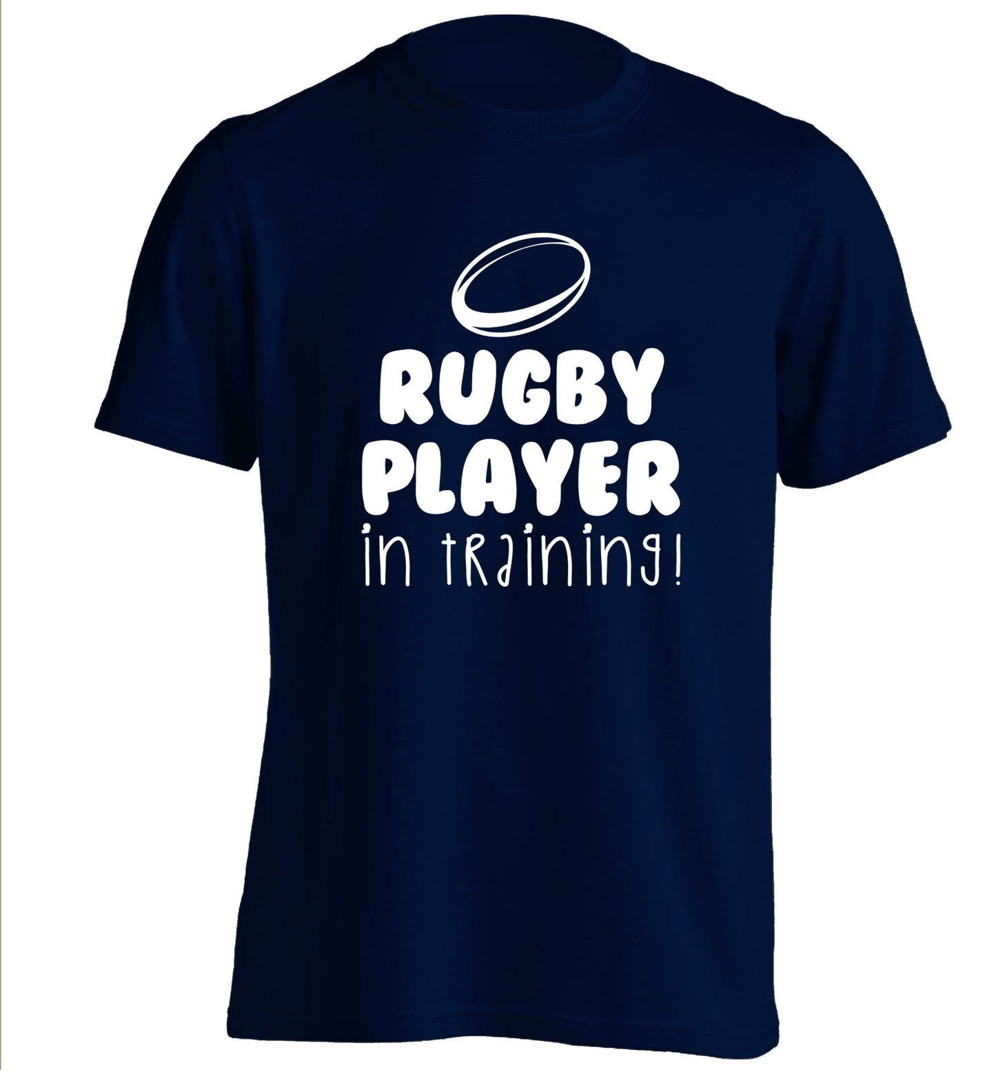Rugby player in training adults unisex navy Tshirt 2XL