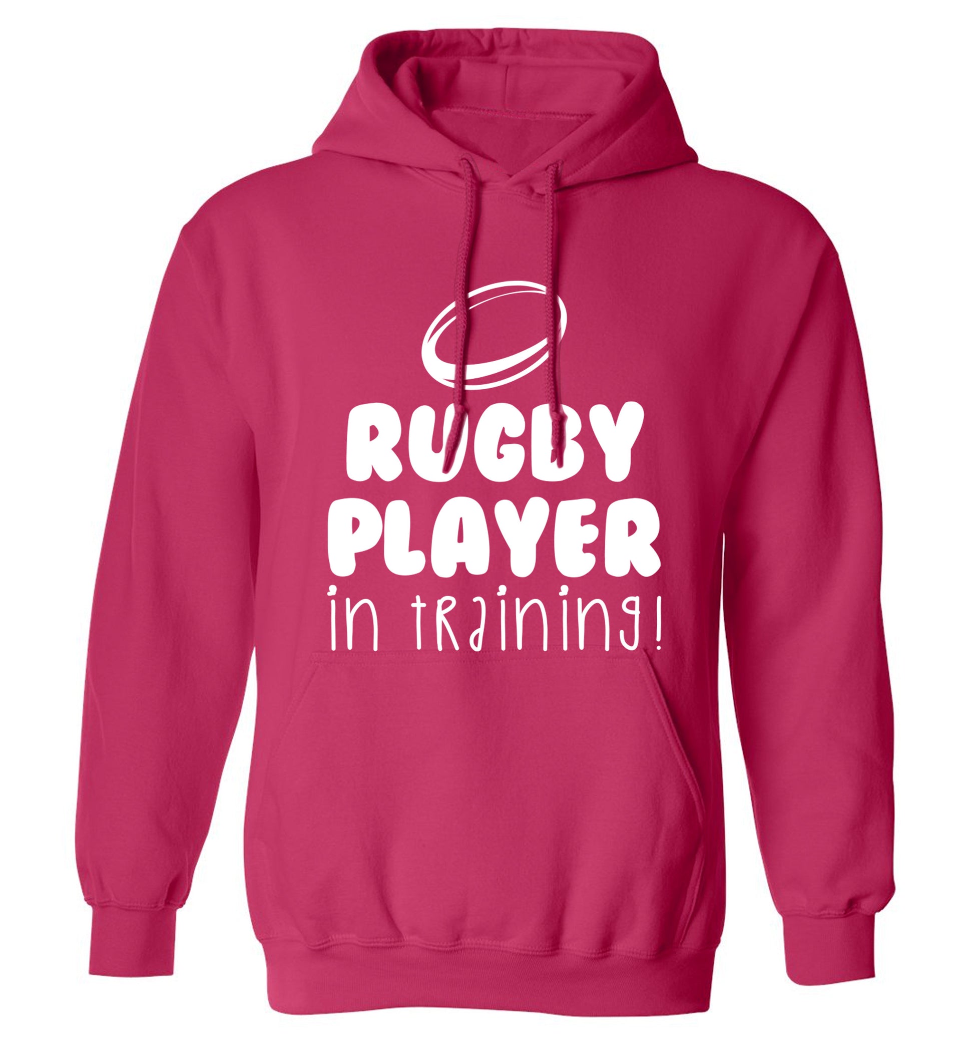 Rugby player in training adults unisex pink hoodie 2XL