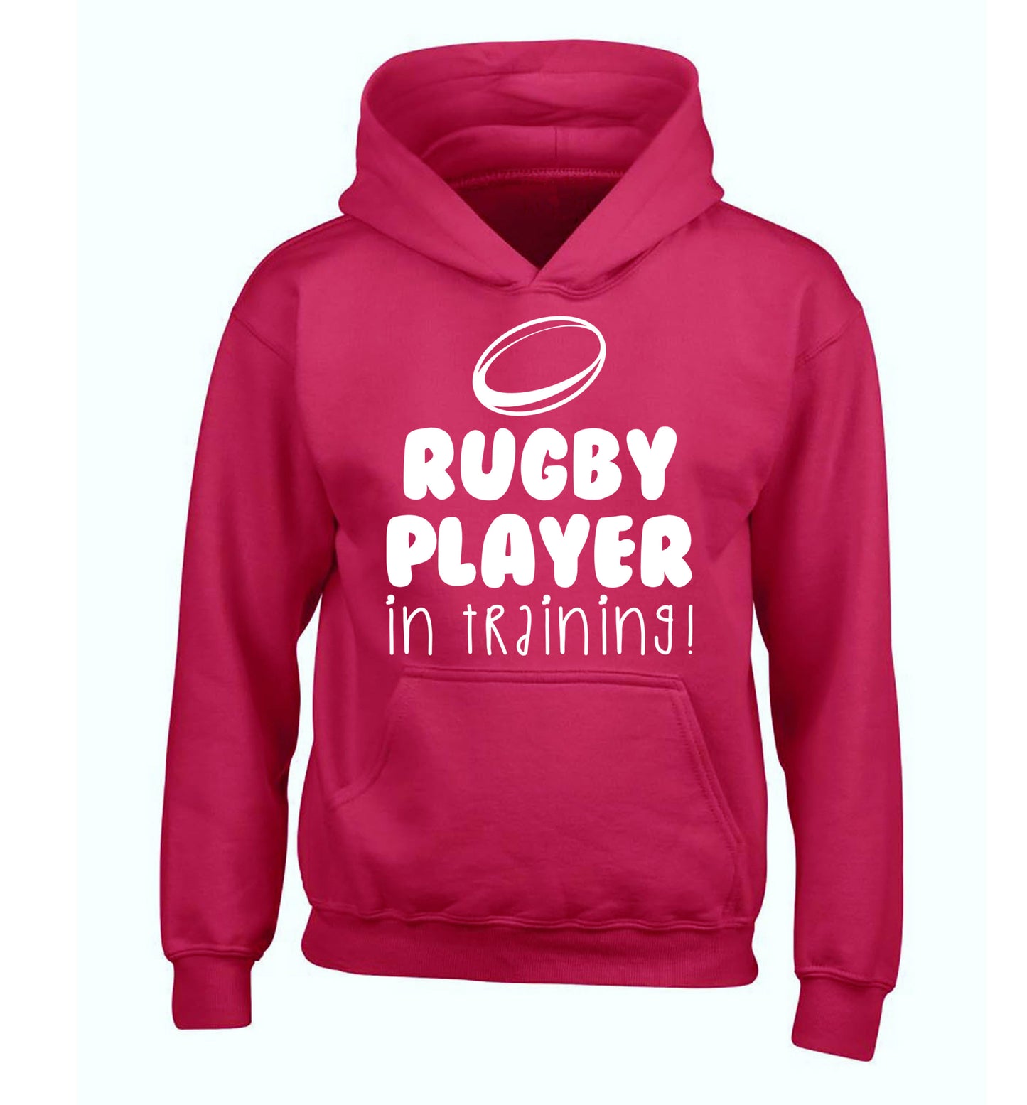 Rugby player in training children's pink hoodie 12-14 Years