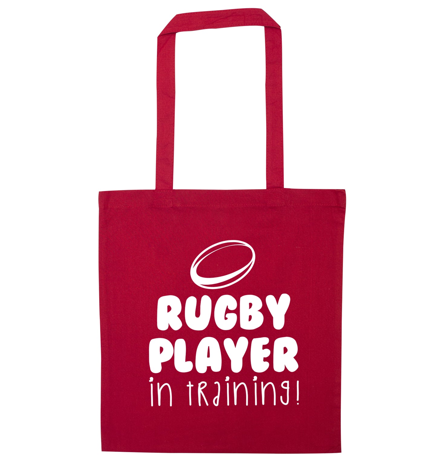 Rugby player in training red tote bag