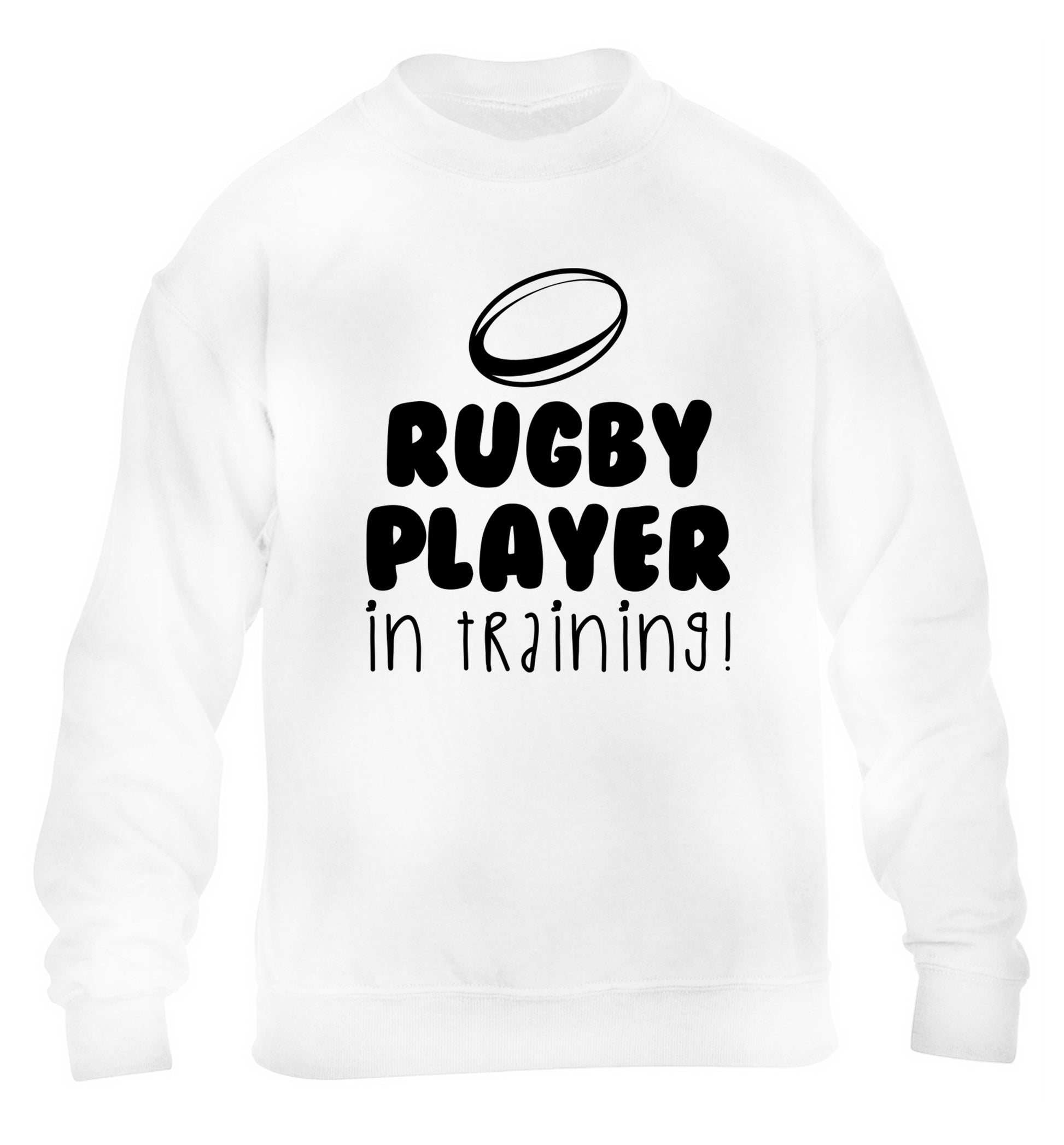 Rugby player in training children's white sweater 12-14 Years