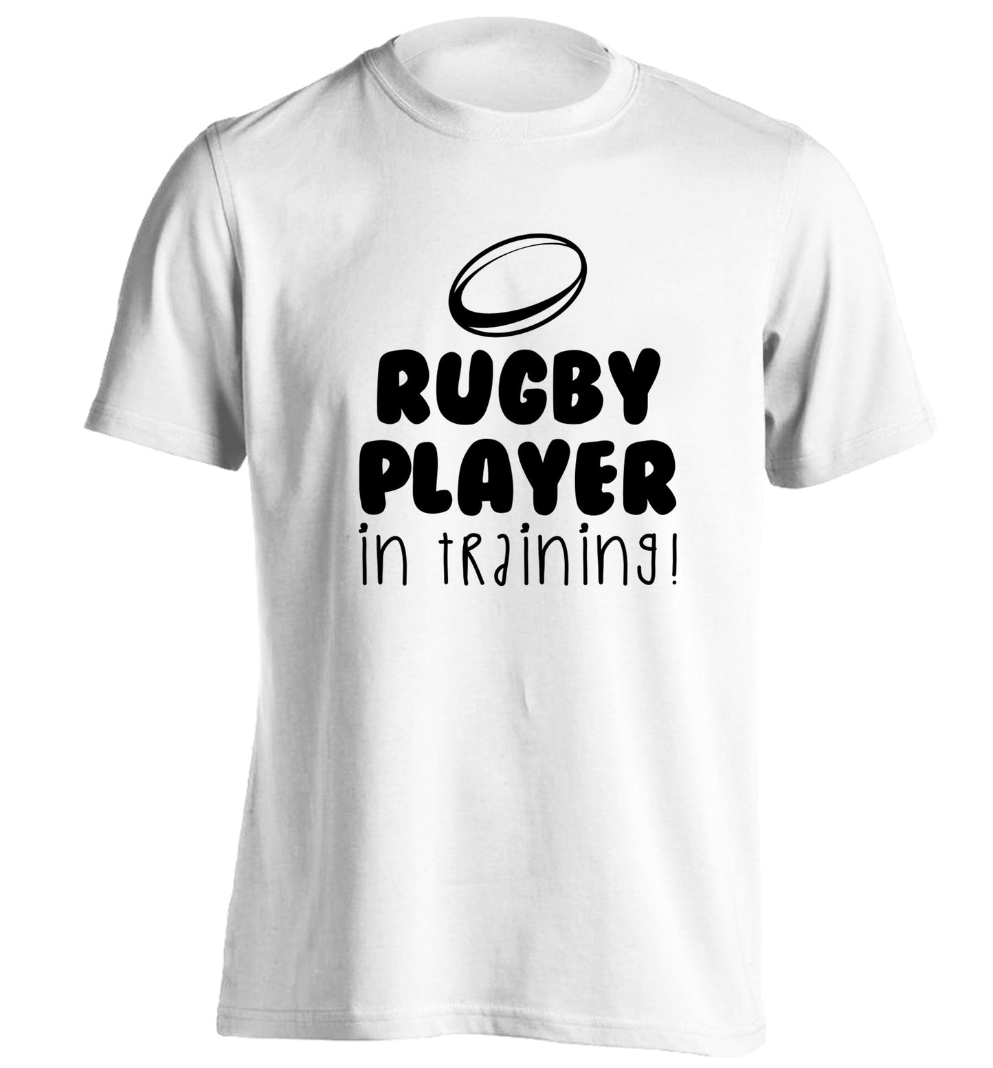 Rugby player in training adults unisex white Tshirt 2XL