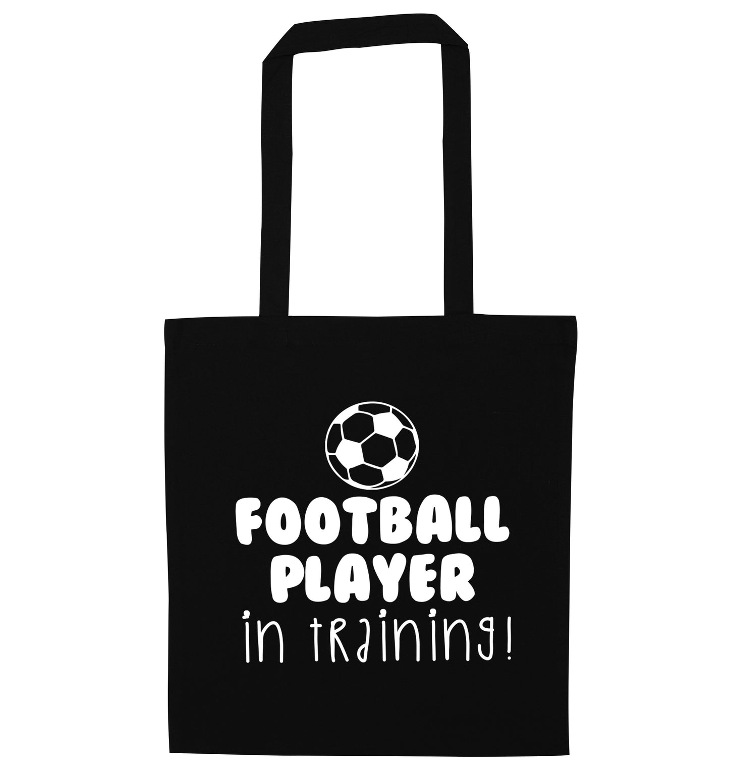 Football player in training black tote bag