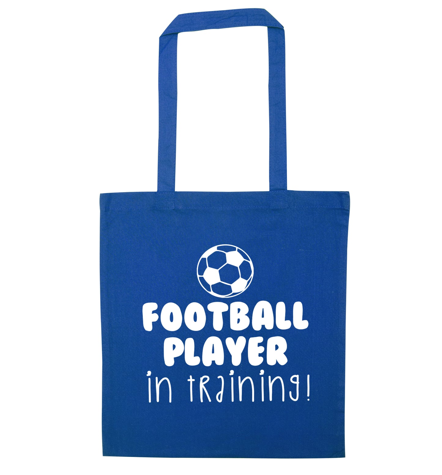 Football player in training blue tote bag