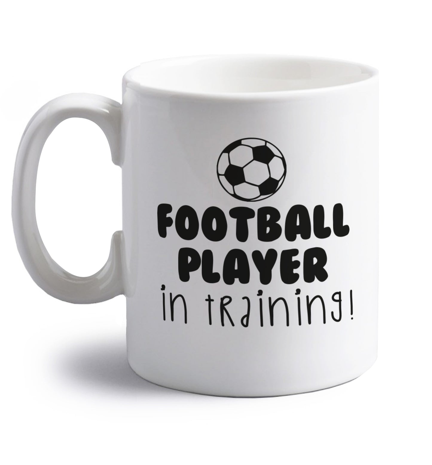 Football player in training right handed white ceramic mug 