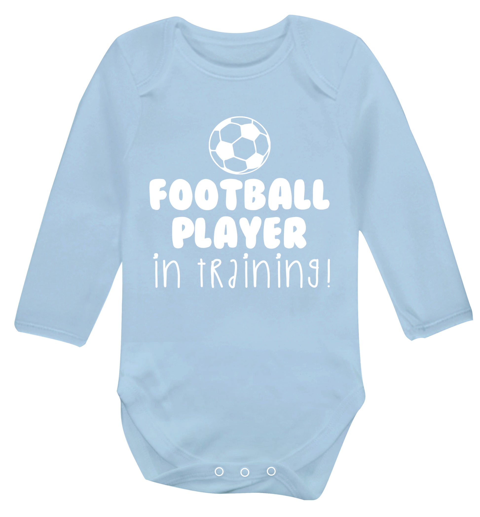 Football player in training Baby Vest long sleeved pale blue 6-12 months