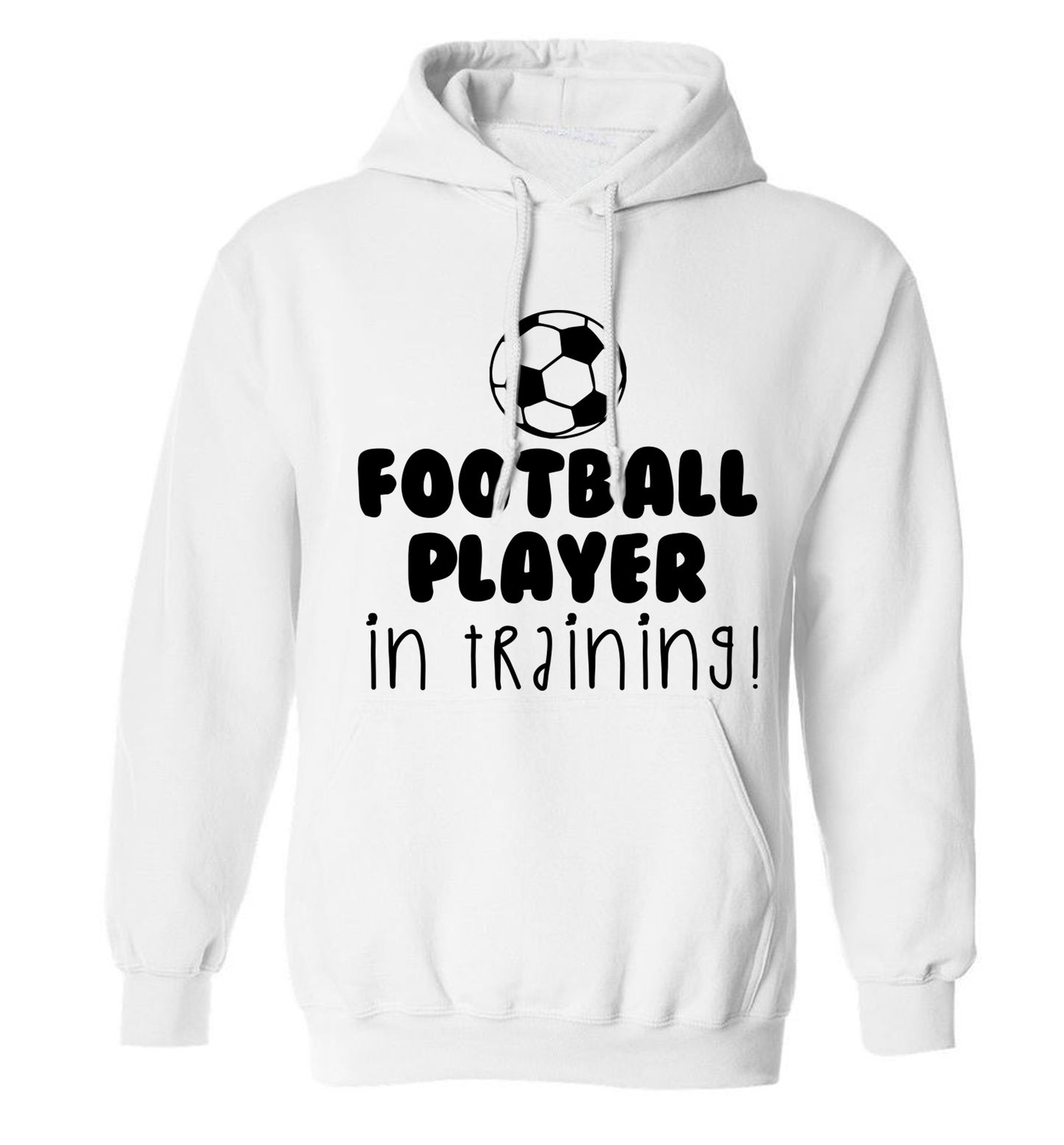 Football player in training adults unisex white hoodie 2XL