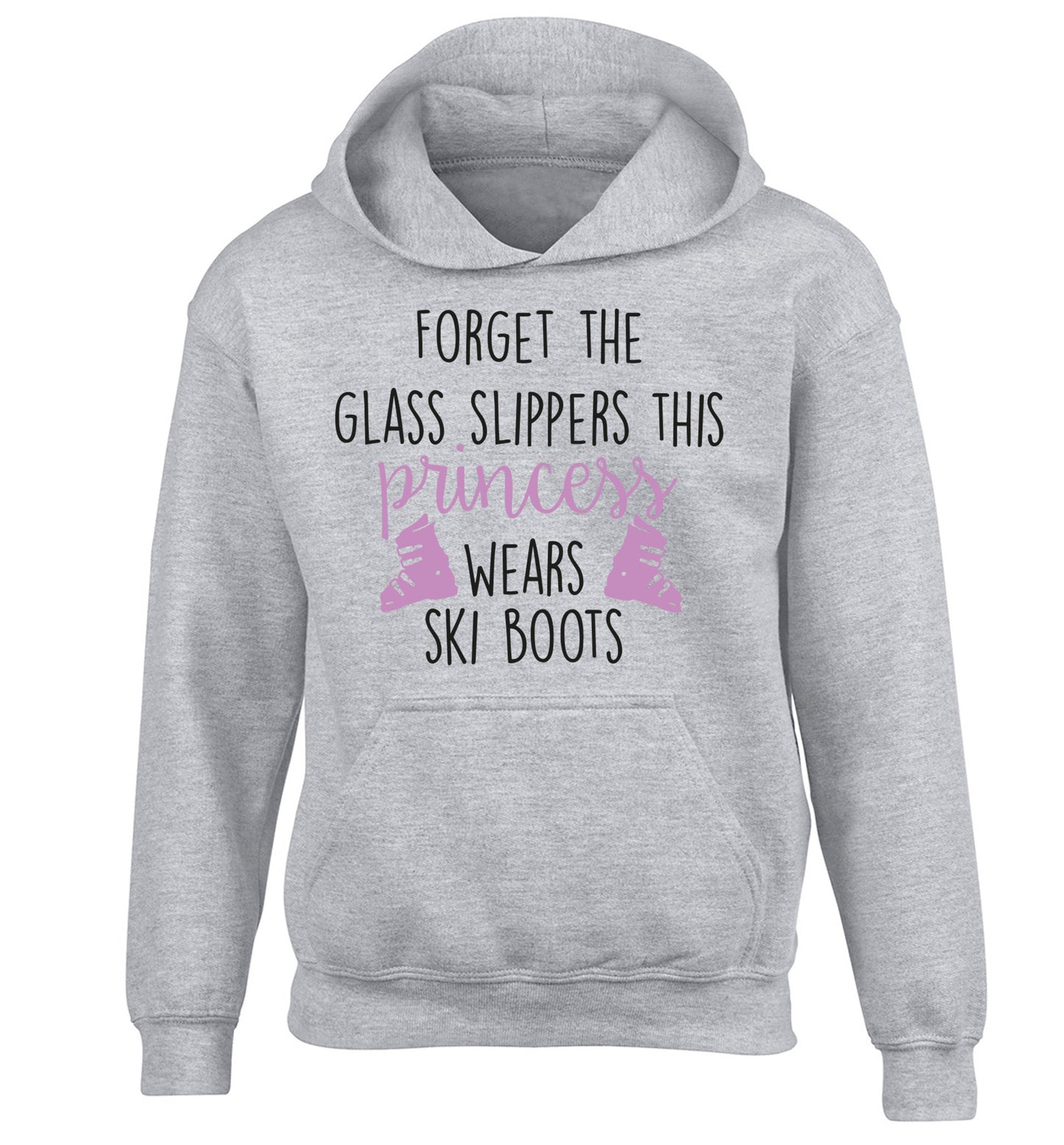Forget the glass slippers this princess wears ski boots children's grey hoodie 12-14 Years