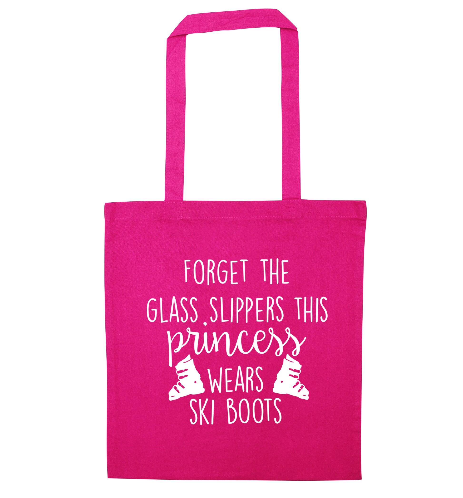 Forget the glass slippers this princess wears ski boots pink tote bag