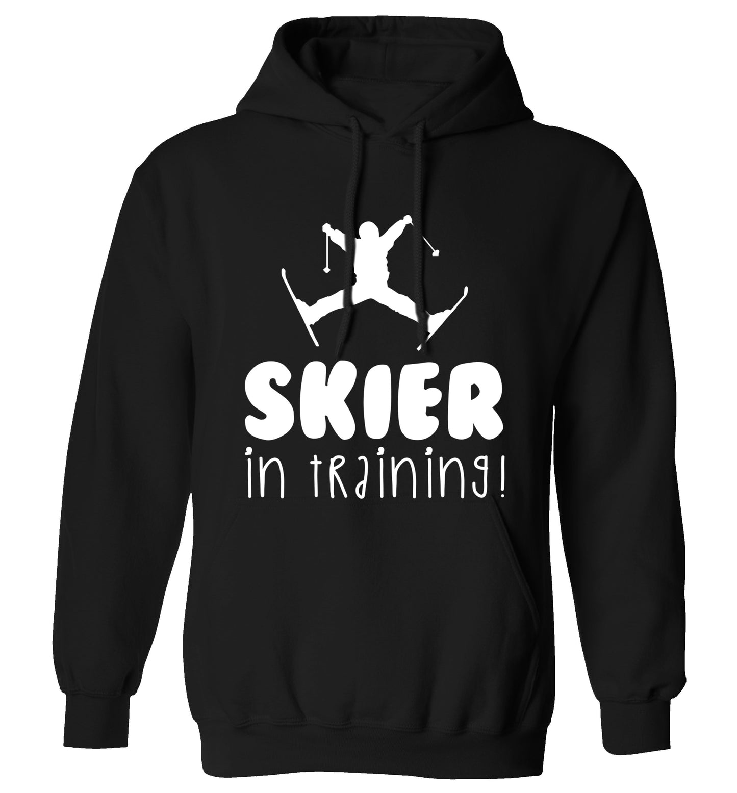 Skier in training adults unisex black hoodie 2XL