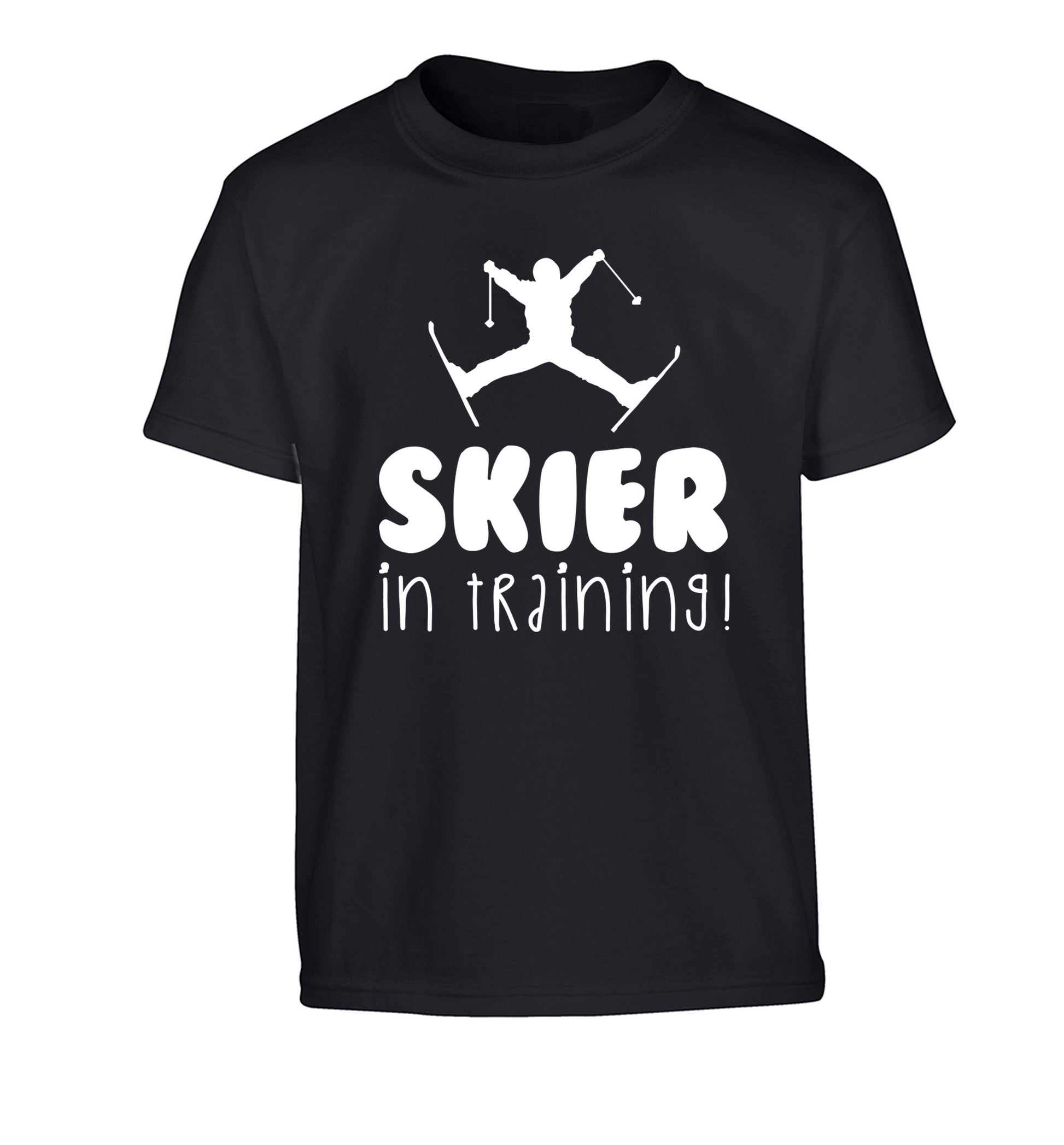 Skier in training Children's black Tshirt 12-14 Years