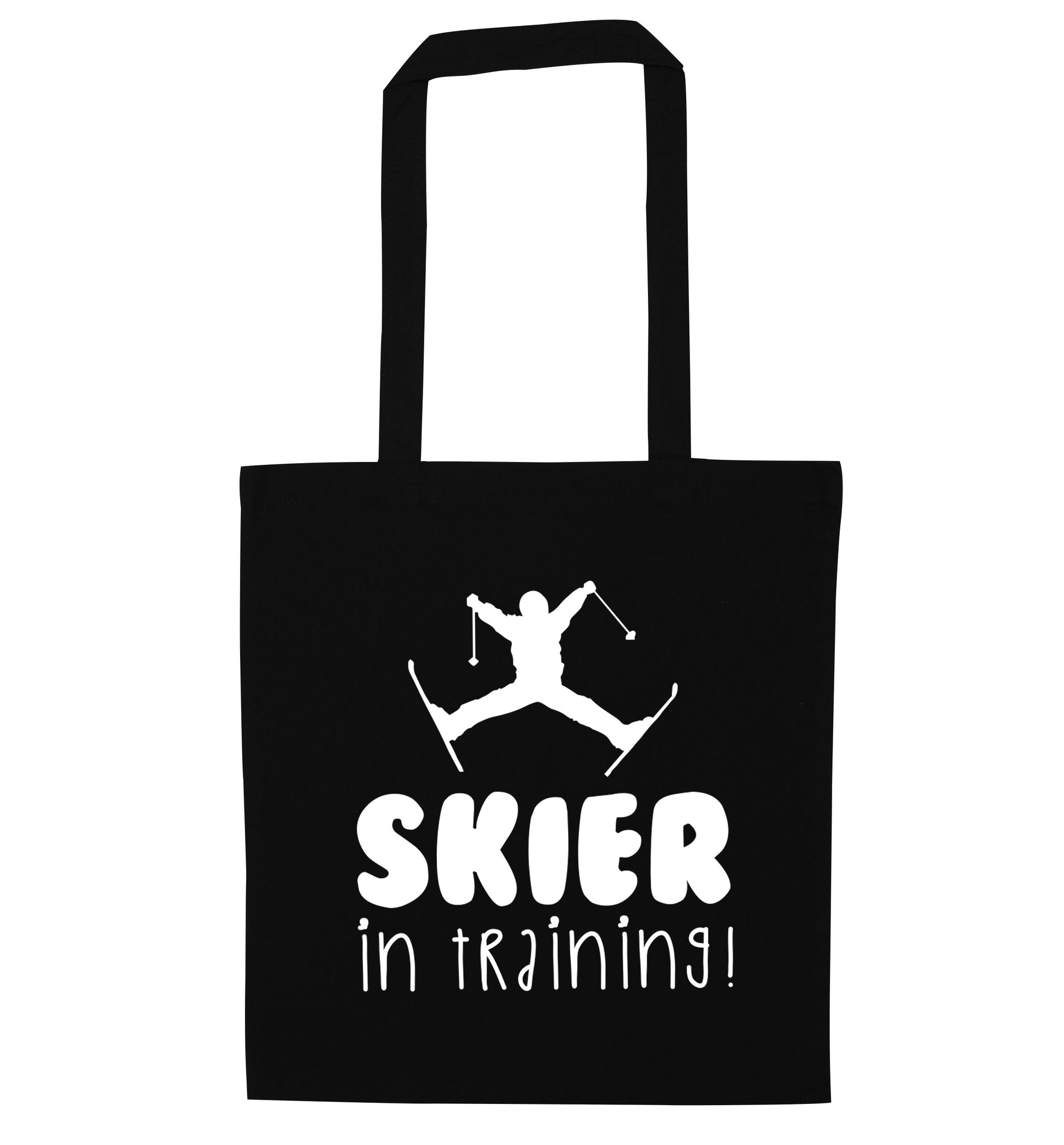 Skier in training black tote bag