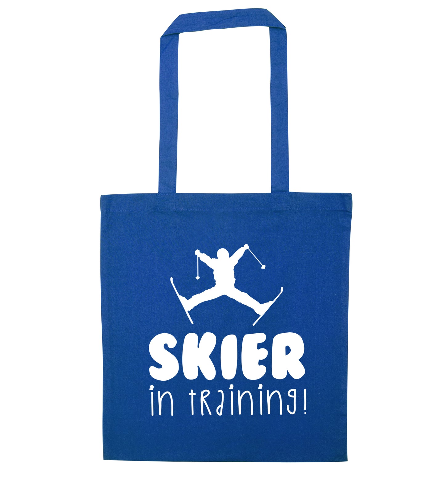 Skier in training blue tote bag