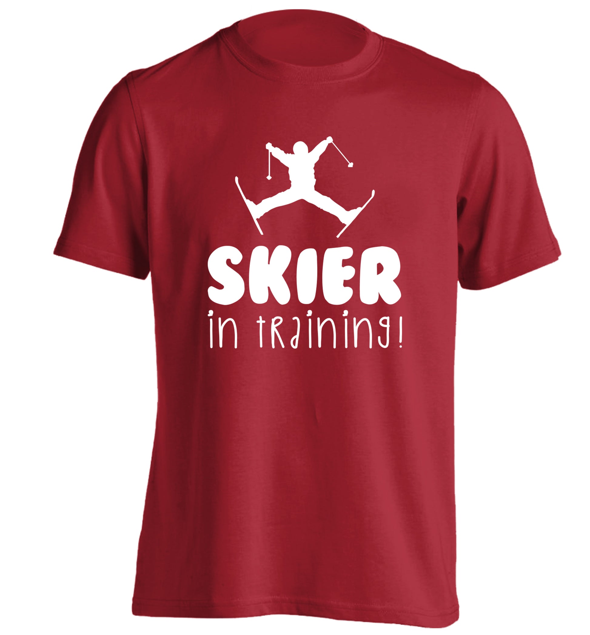 Skier in training adults unisex red Tshirt 2XL