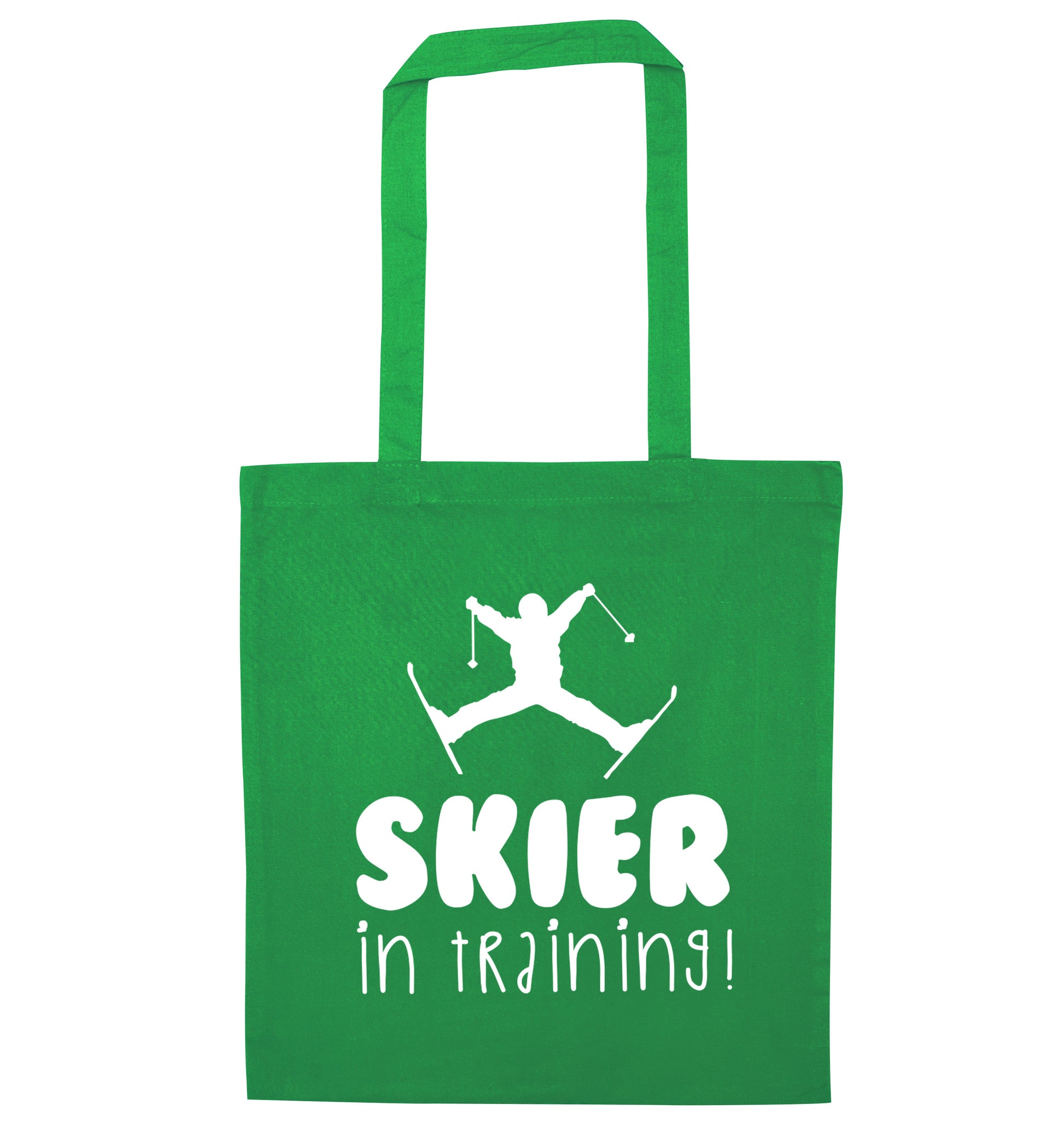 Skier in training green tote bag