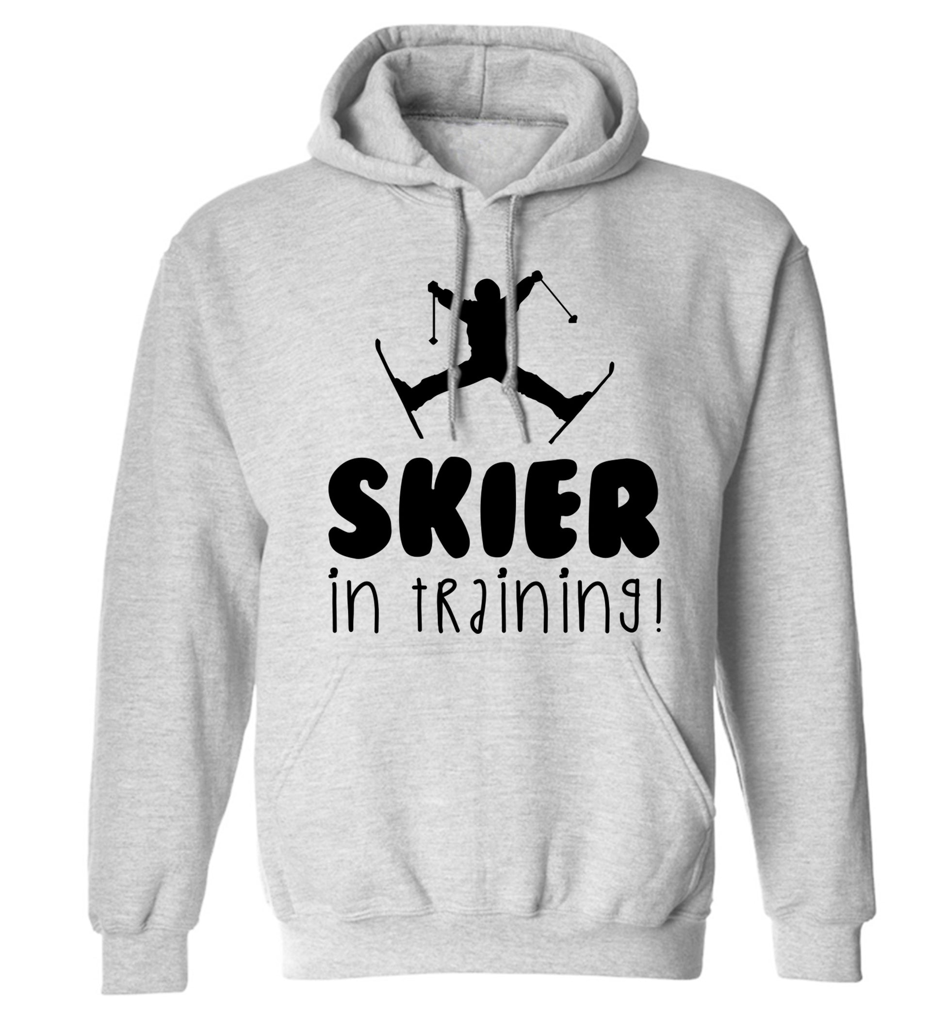 Skier in training adults unisex grey hoodie 2XL