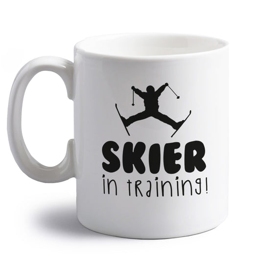 Skier in training right handed white ceramic mug 