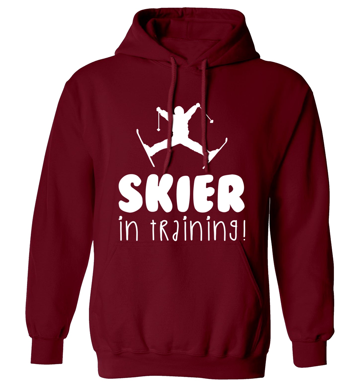 Skier in training adults unisex maroon hoodie 2XL