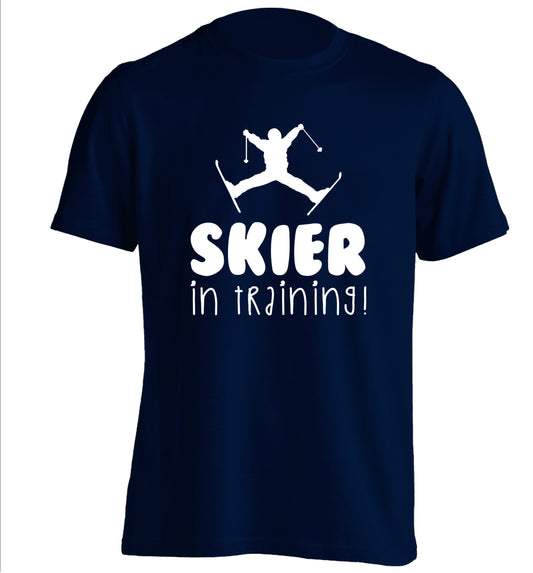Skier in training adults unisex navy Tshirt 2XL