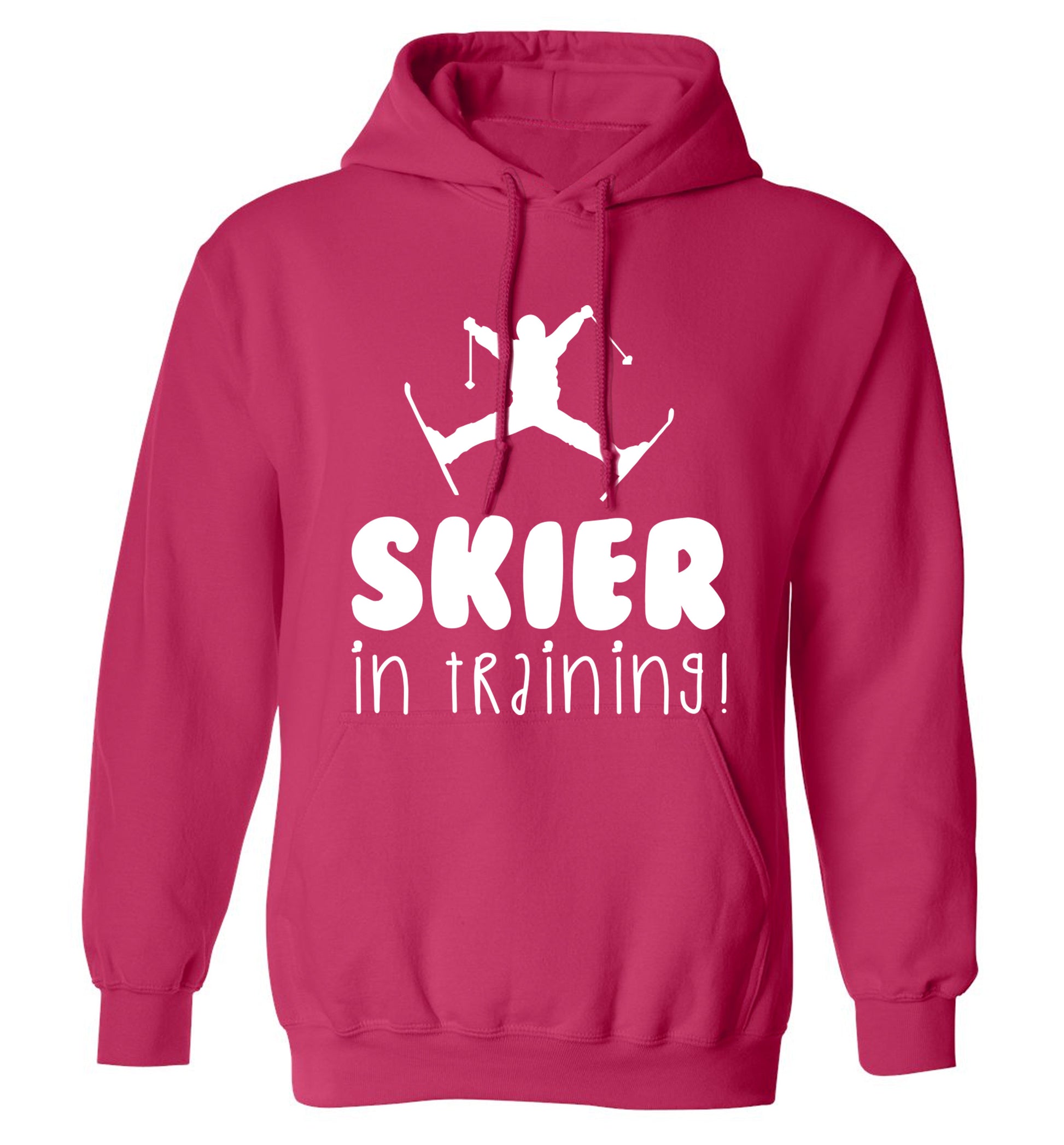 Skier in training adults unisex pink hoodie 2XL