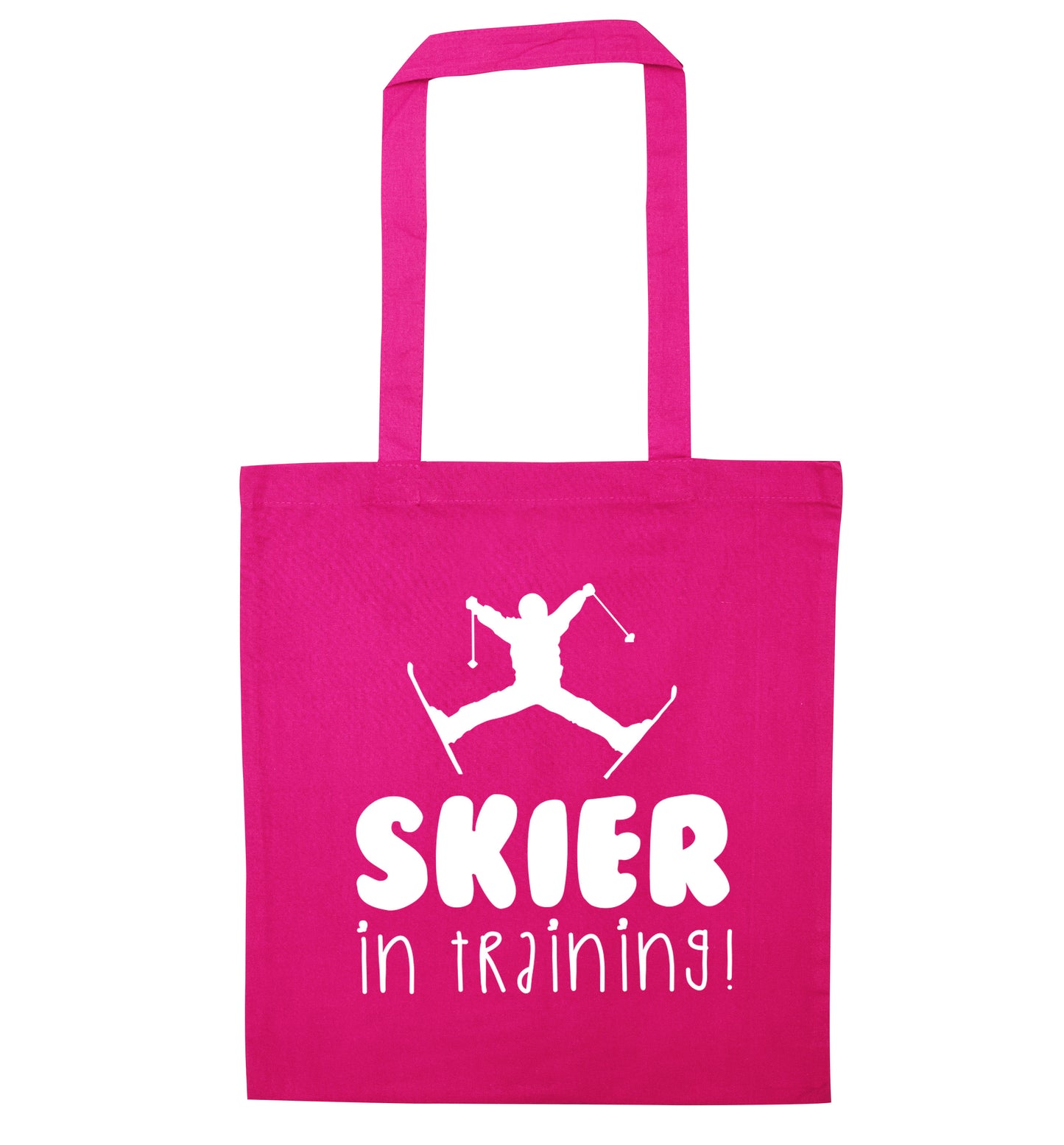 Skier in training pink tote bag