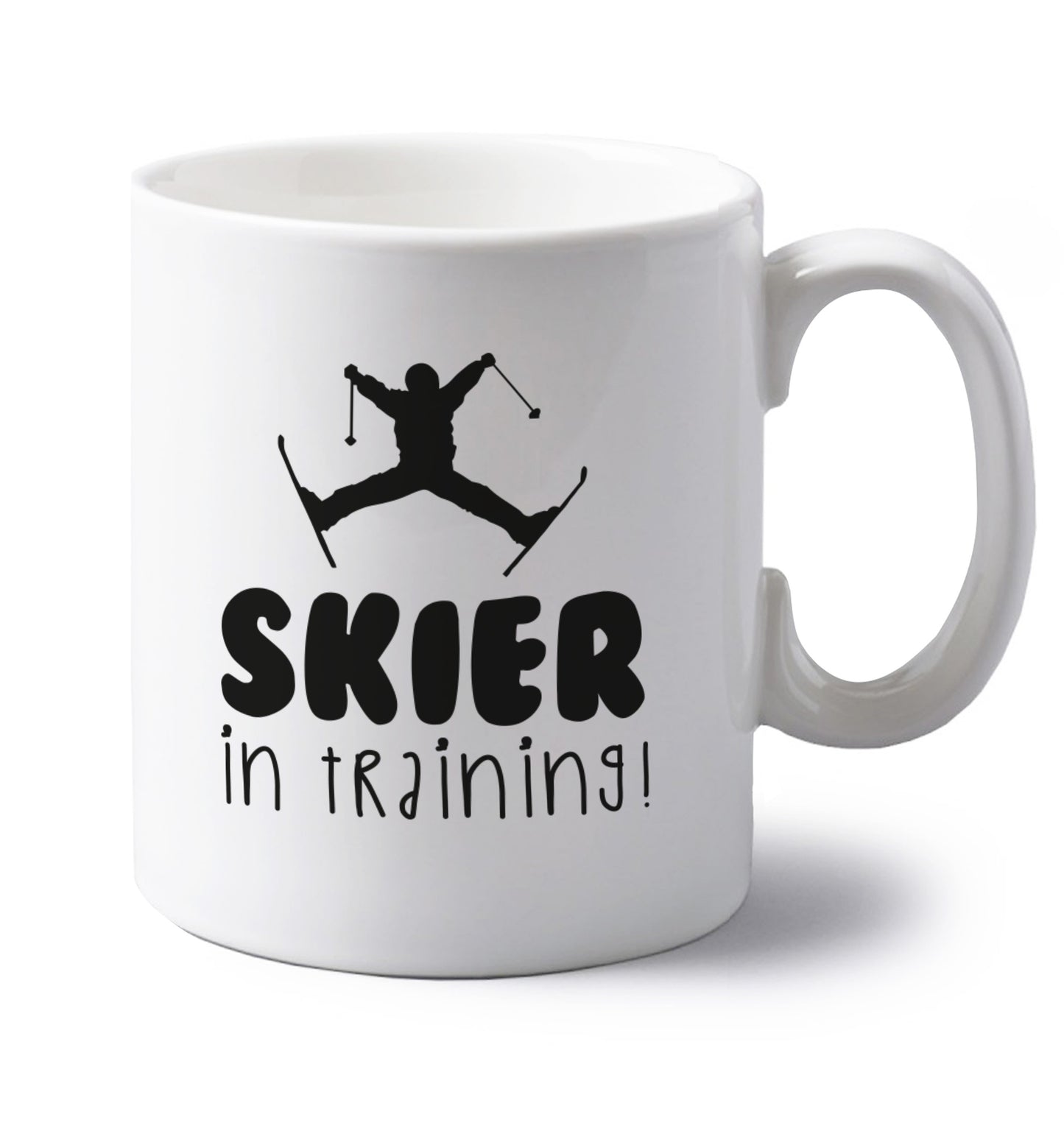 Skier in training left handed white ceramic mug 