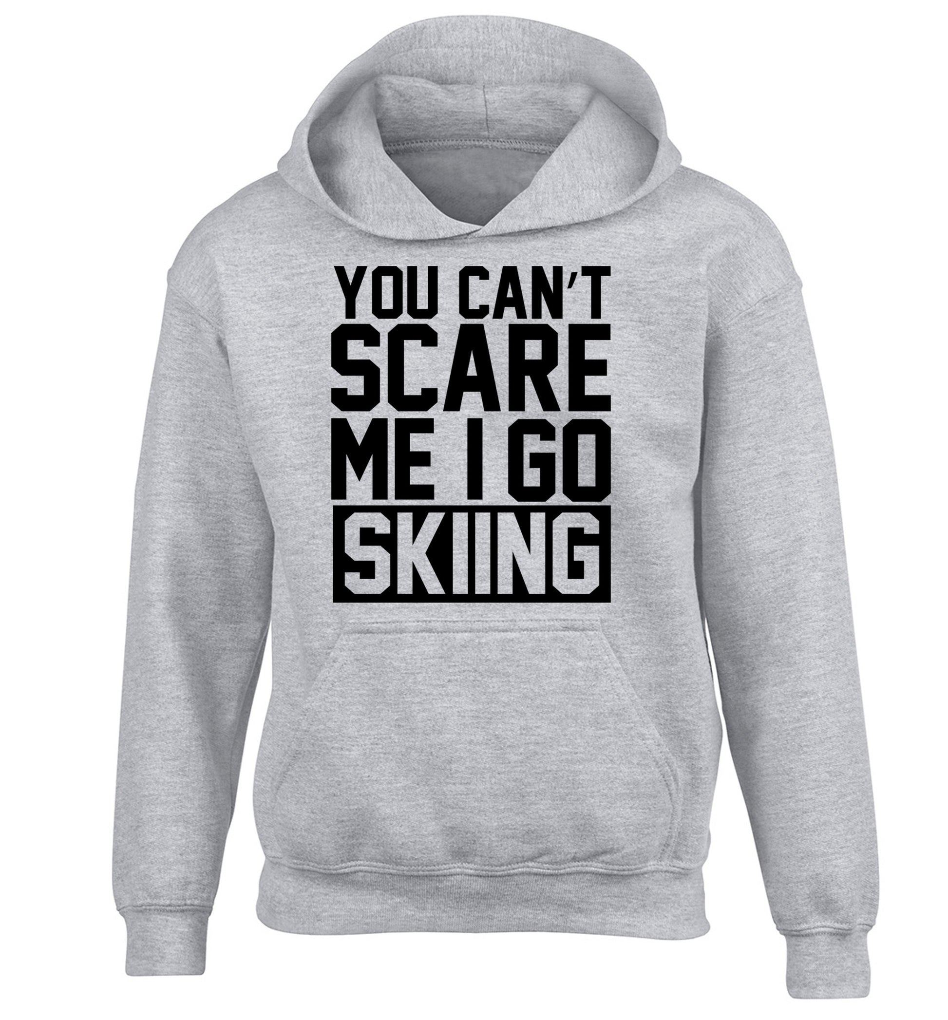 You can't scare me I go skiing children's grey hoodie 12-14 Years