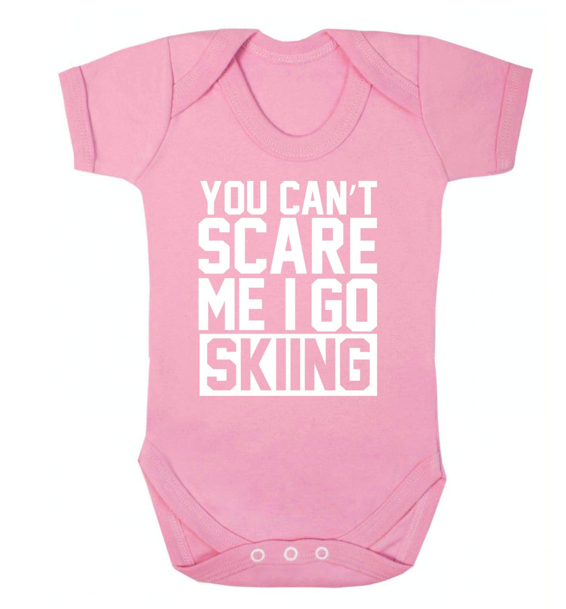 You can't scare me I go skiing Baby Vest pale pink 18-24 months