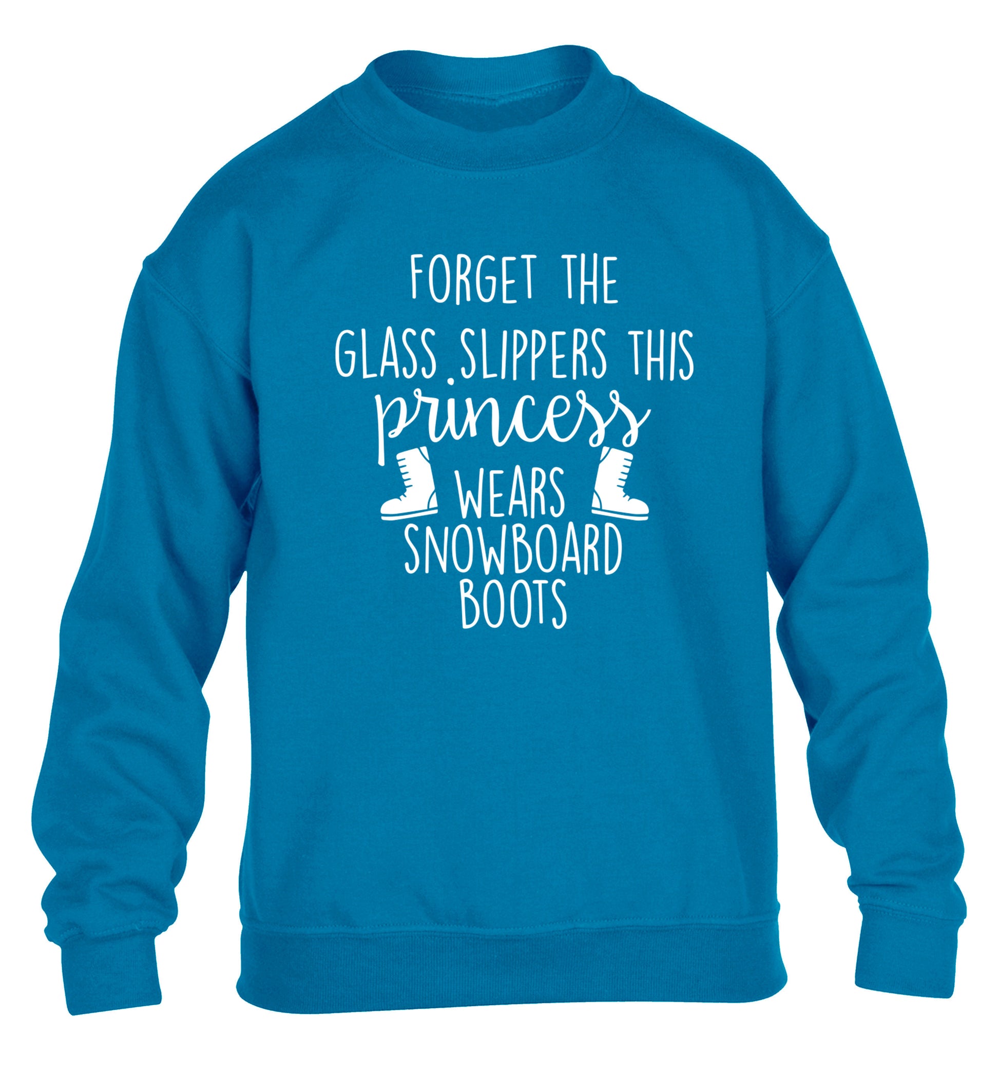 Forget the glass slippers this princess wears snowboard boots children's blue sweater 12-14 Years
